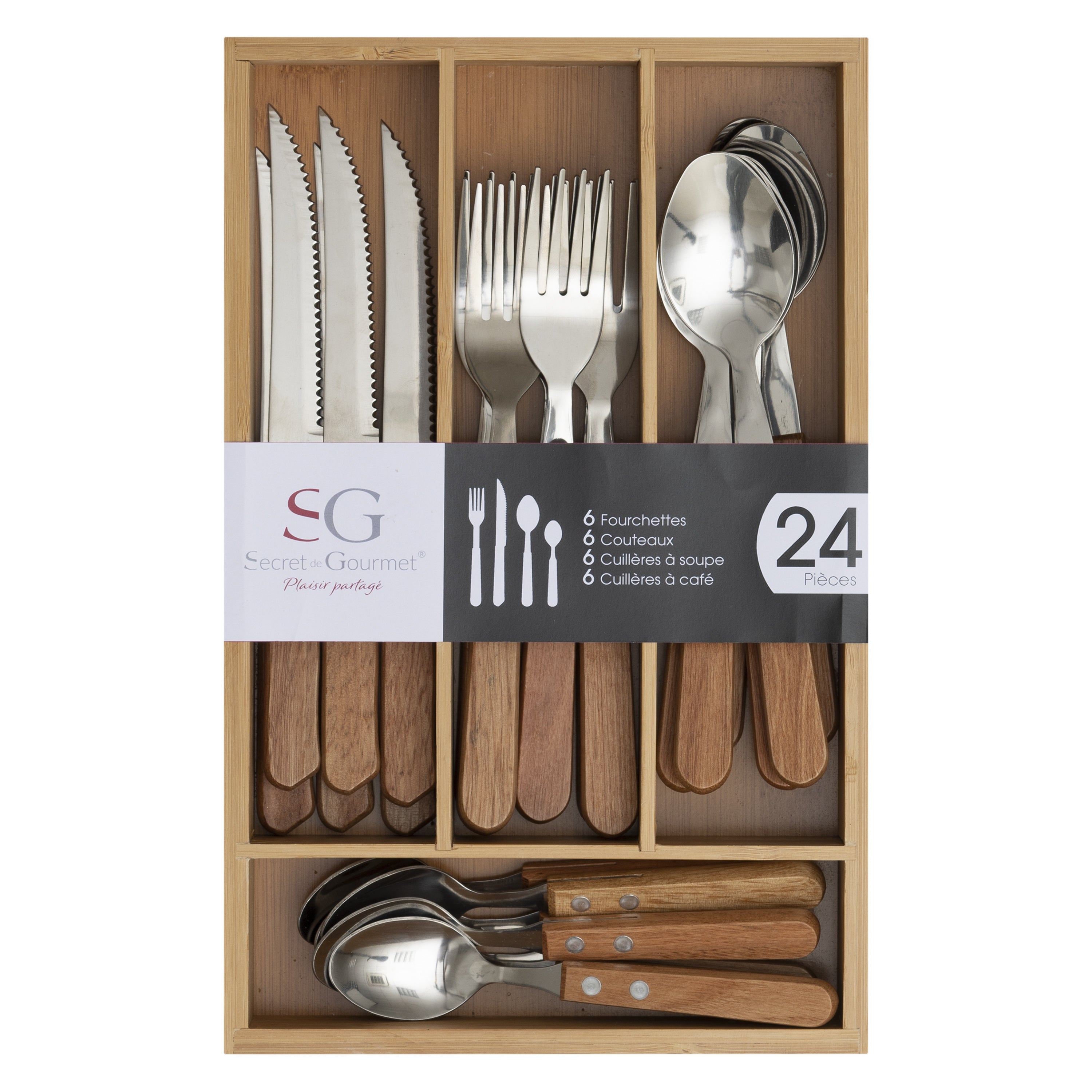 Tacamuri 24 piese cu bambus - Secret de Gourmet