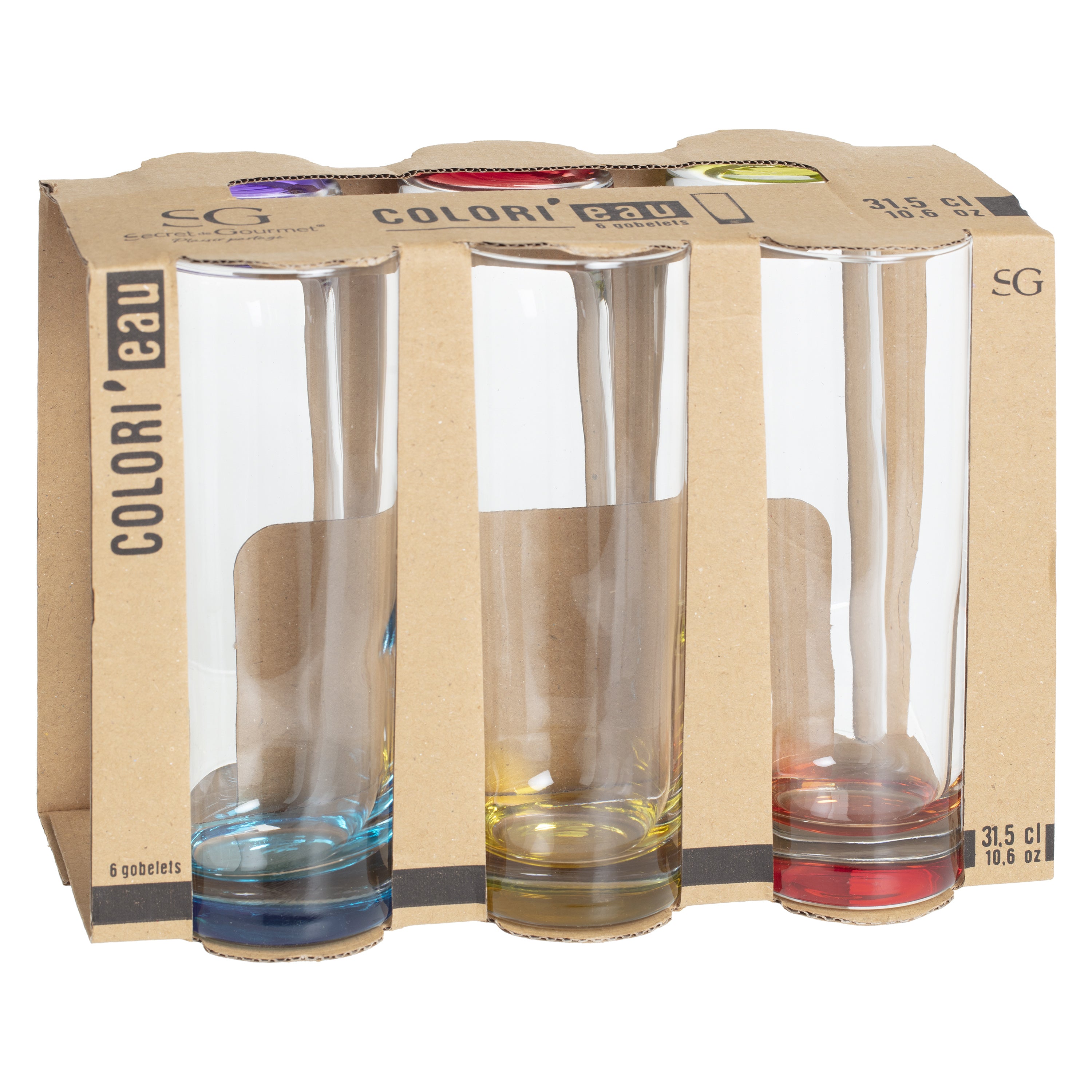 Set pahare inalt set 6 colori eau 31 cl - Secret de Gourmet