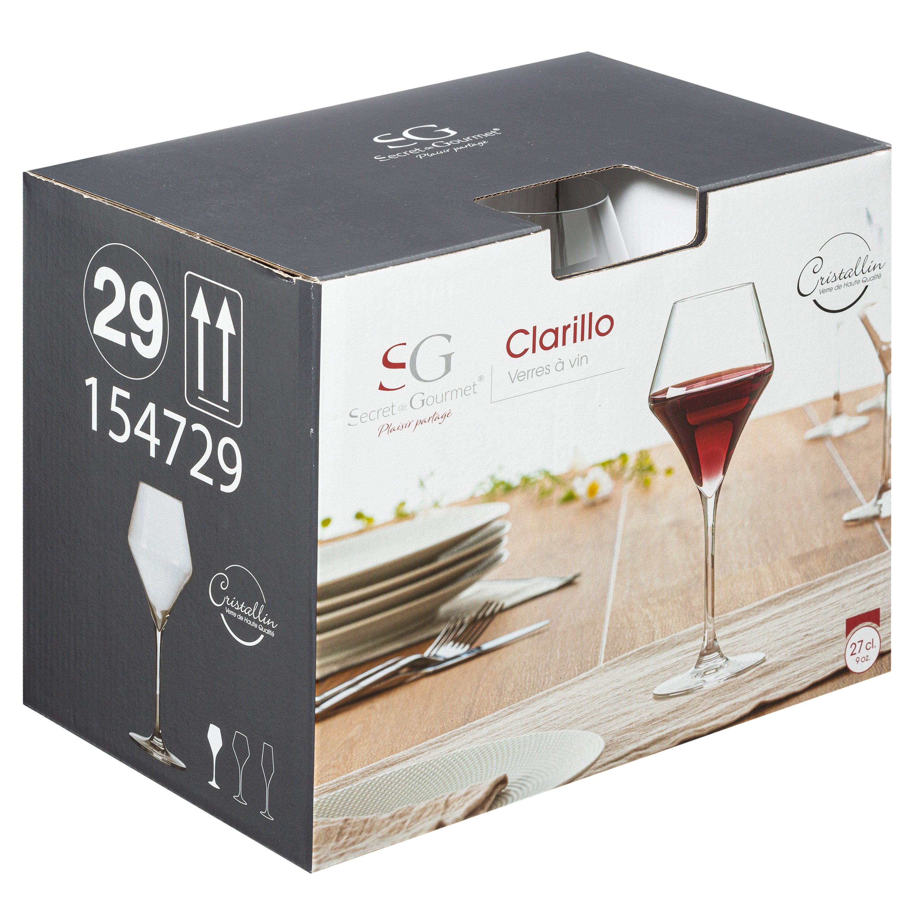 Set pahare vin cri clarillo 27 cl - Secret de Gourmet