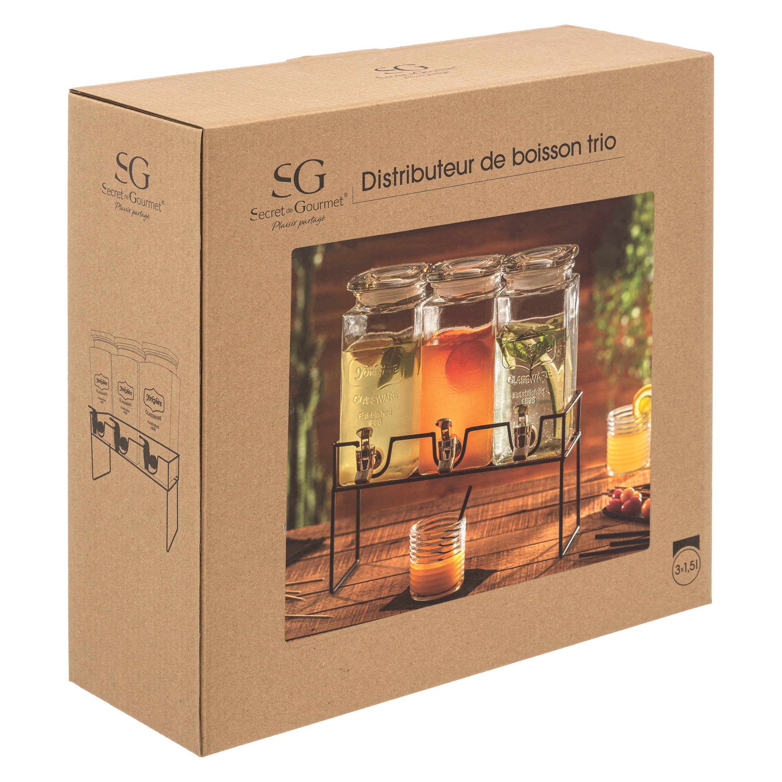 Tacam, dispenser modern lemn 3x1,5 l - Secret de Gourmet
