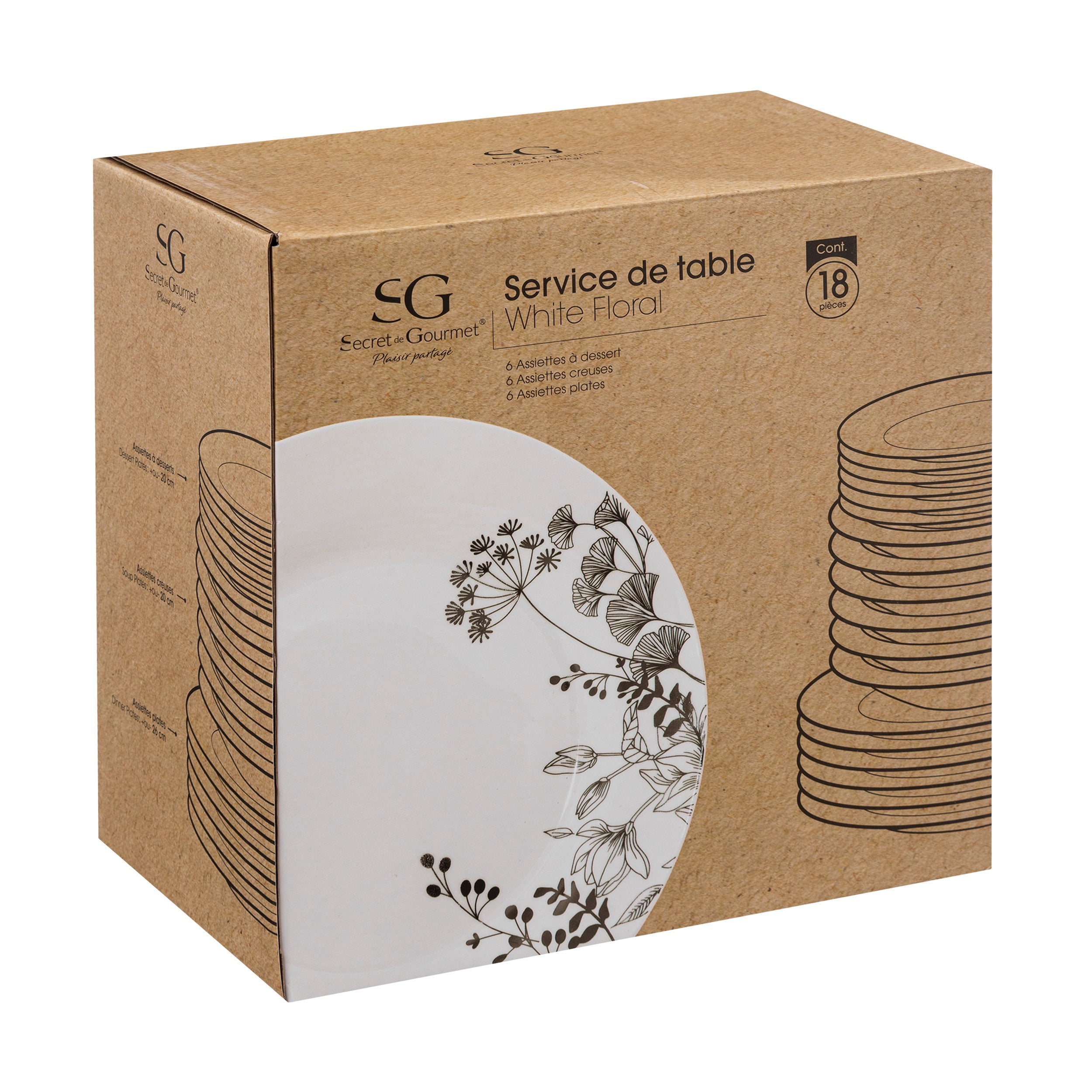 Set 18 piese floral alb - Secret de Gourmet