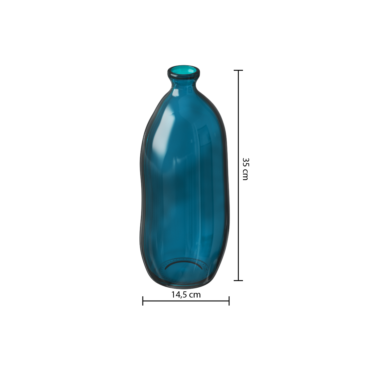 Decor pentru casa, sticla recyc albastra H35 cm - Atmosphera