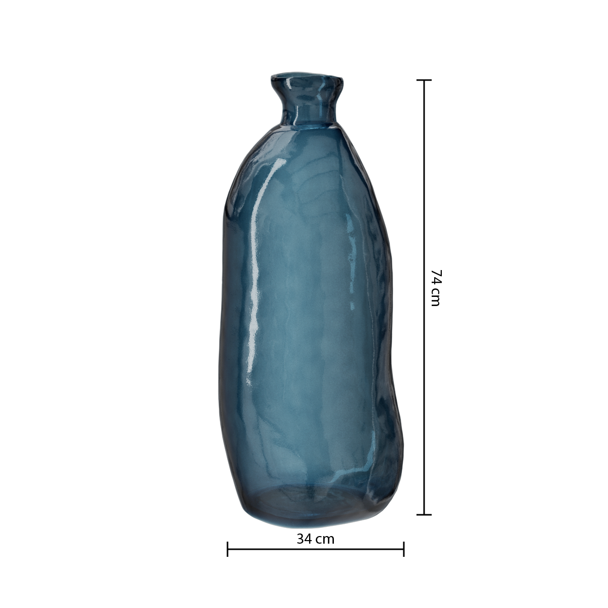 Decor pentru casa, sticla recyc albastra H73 cm - Atmosphera