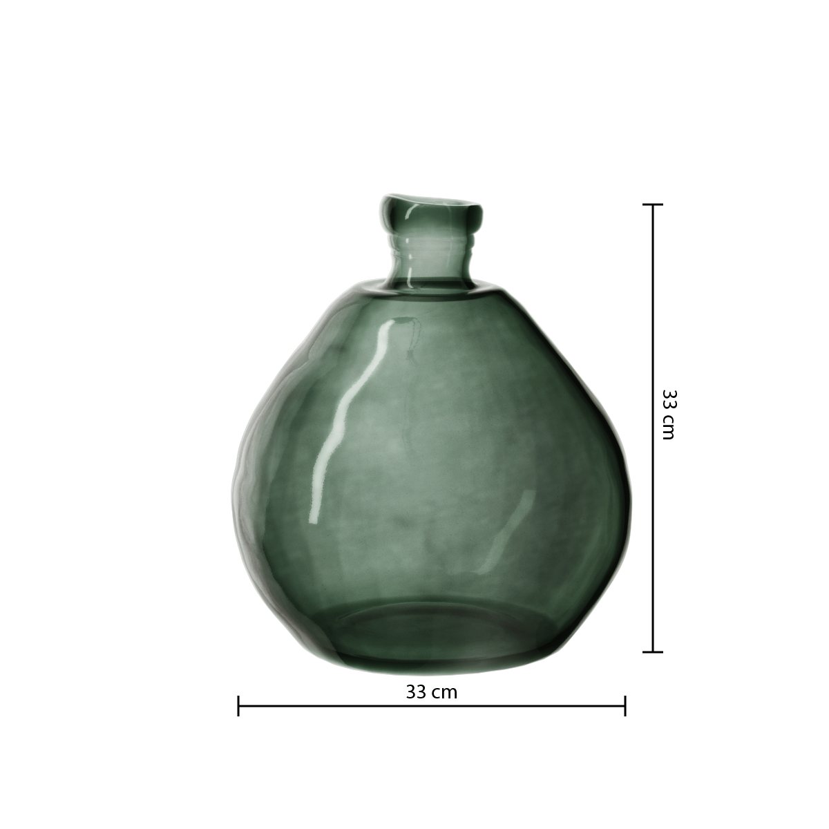 Decor pentru casa, rotund recyc sticla kaki D33 cm - Atmosphera