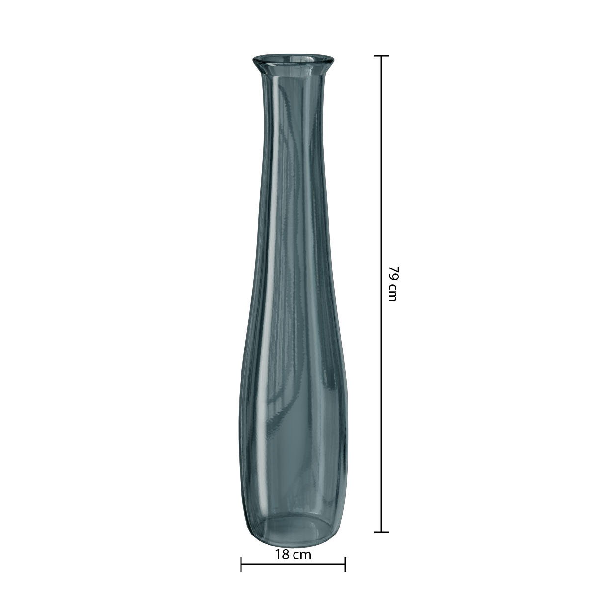 Decor pentru casa, lung recyc sticla albastra H80 cm - Atmosphera