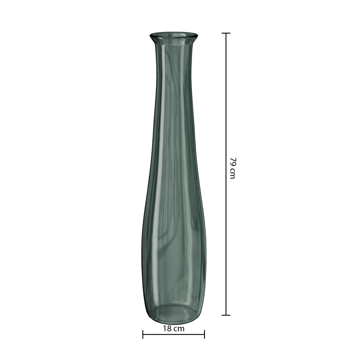Decor pentru casa, lung recyc sticla kaki H80 cm - Atmosphera