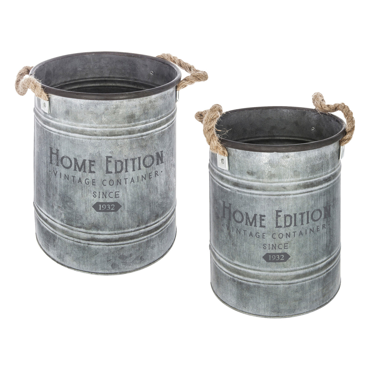 Decor pentru casa, oala metal set 2 zinc max D22,5 cm - Atmosphera