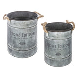 Decor pentru casa, oala metal set 2 zinc max D22,5 cm - Atmosphera