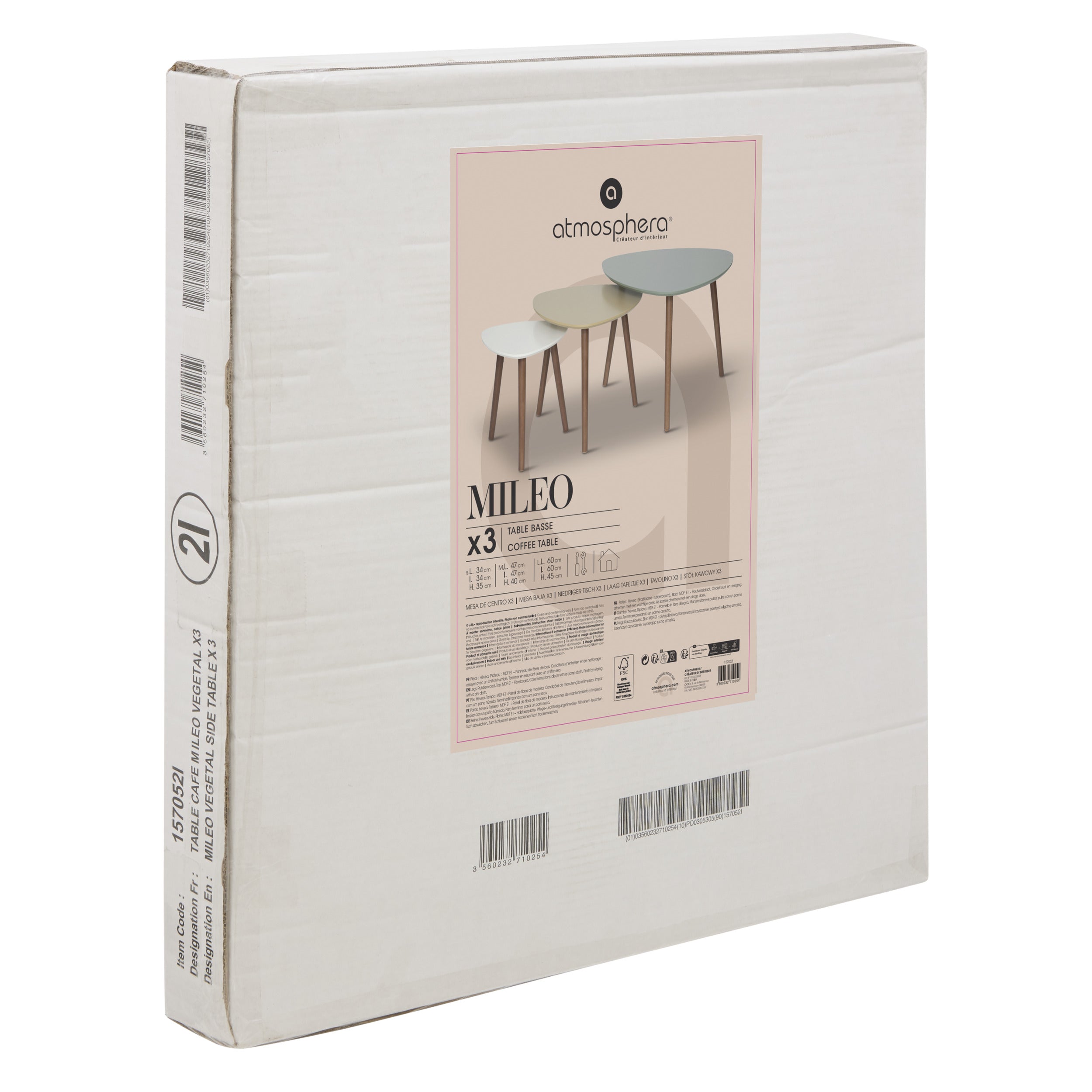 Mobilier interior, masa laterala vegetala mileo set 3 buc - Atmosphera