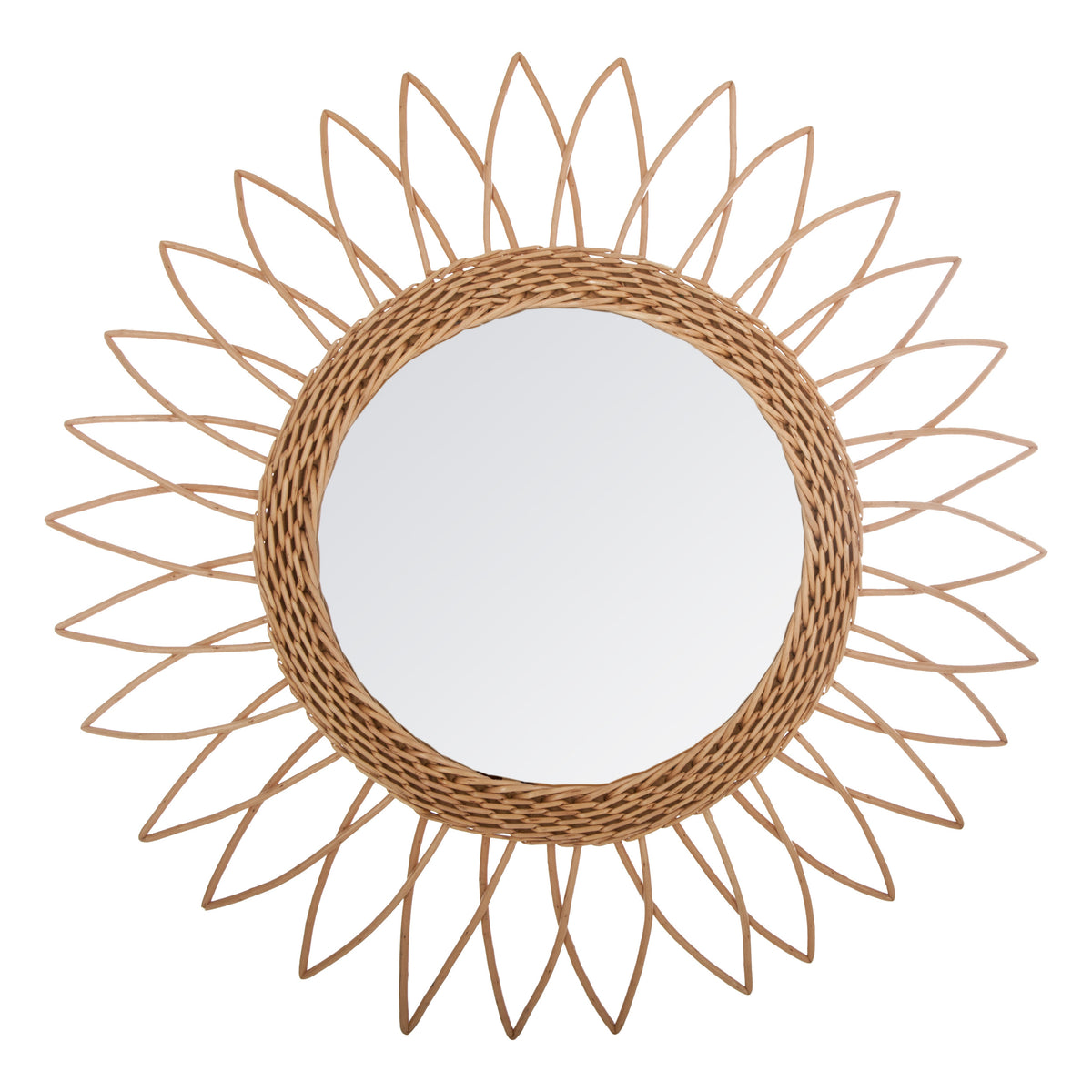 Decoratiune de perete, oglinda ratan soare yasmina D50 cm - Atmosphera