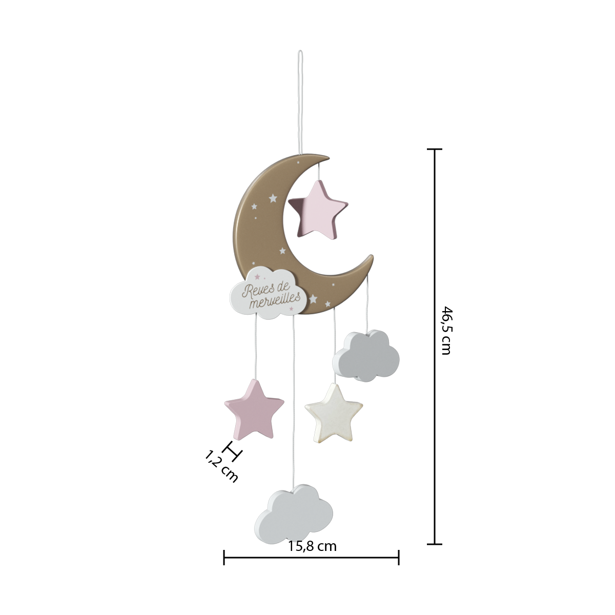 Decoratiune copii, deco suspendat luna roz - Atmosphera For Kids