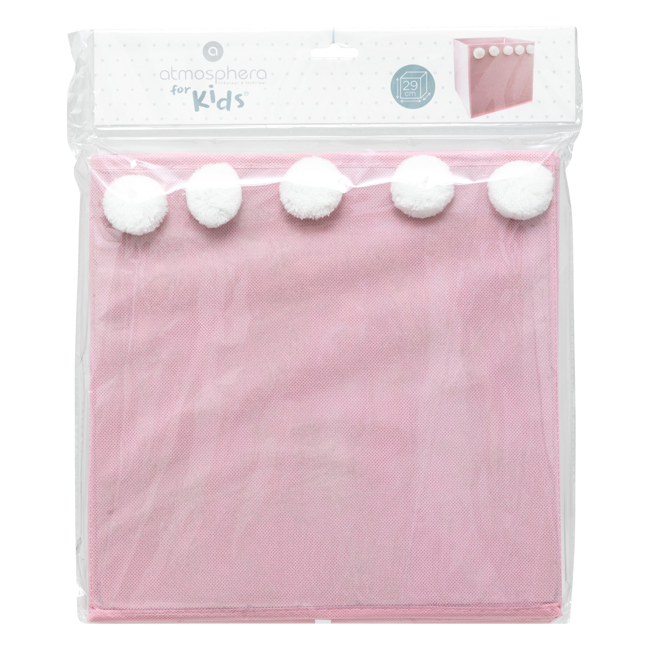 Decoratiune copii, depozitare non-woven pompom roz - Atmosphera For Kids
