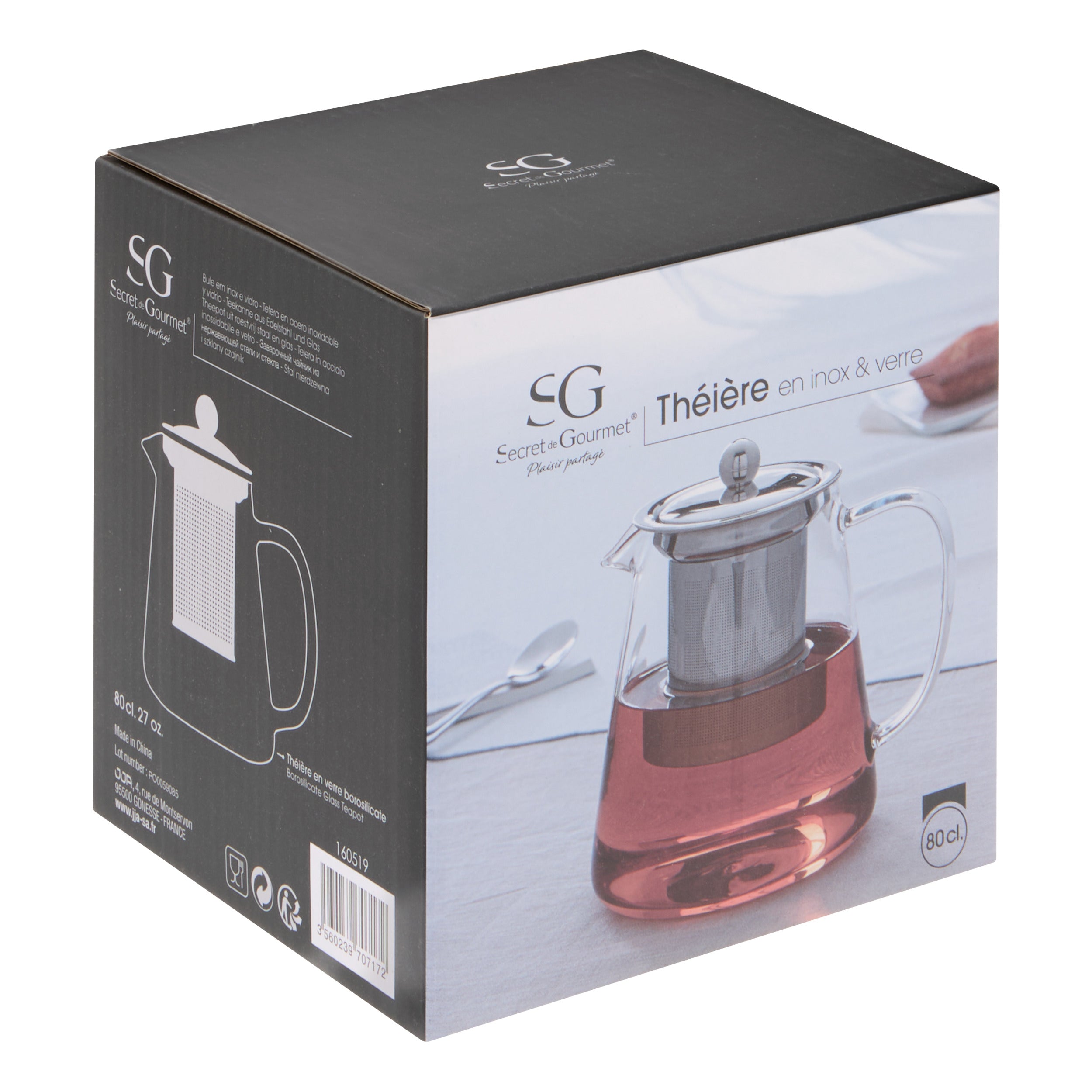 Ceainic din sticla liv 80 cl - Secret de Gourmet