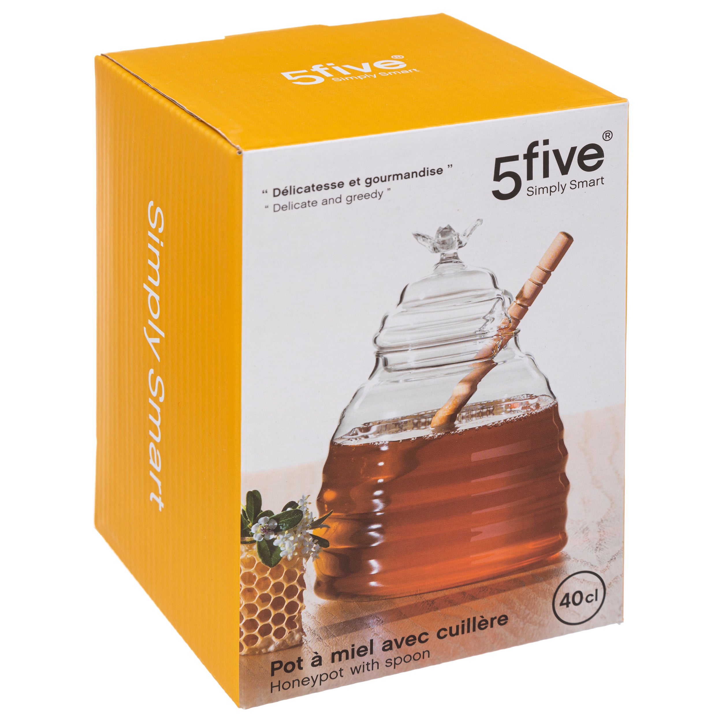 Borcan miere cu lingurita sticla cu roble - Five