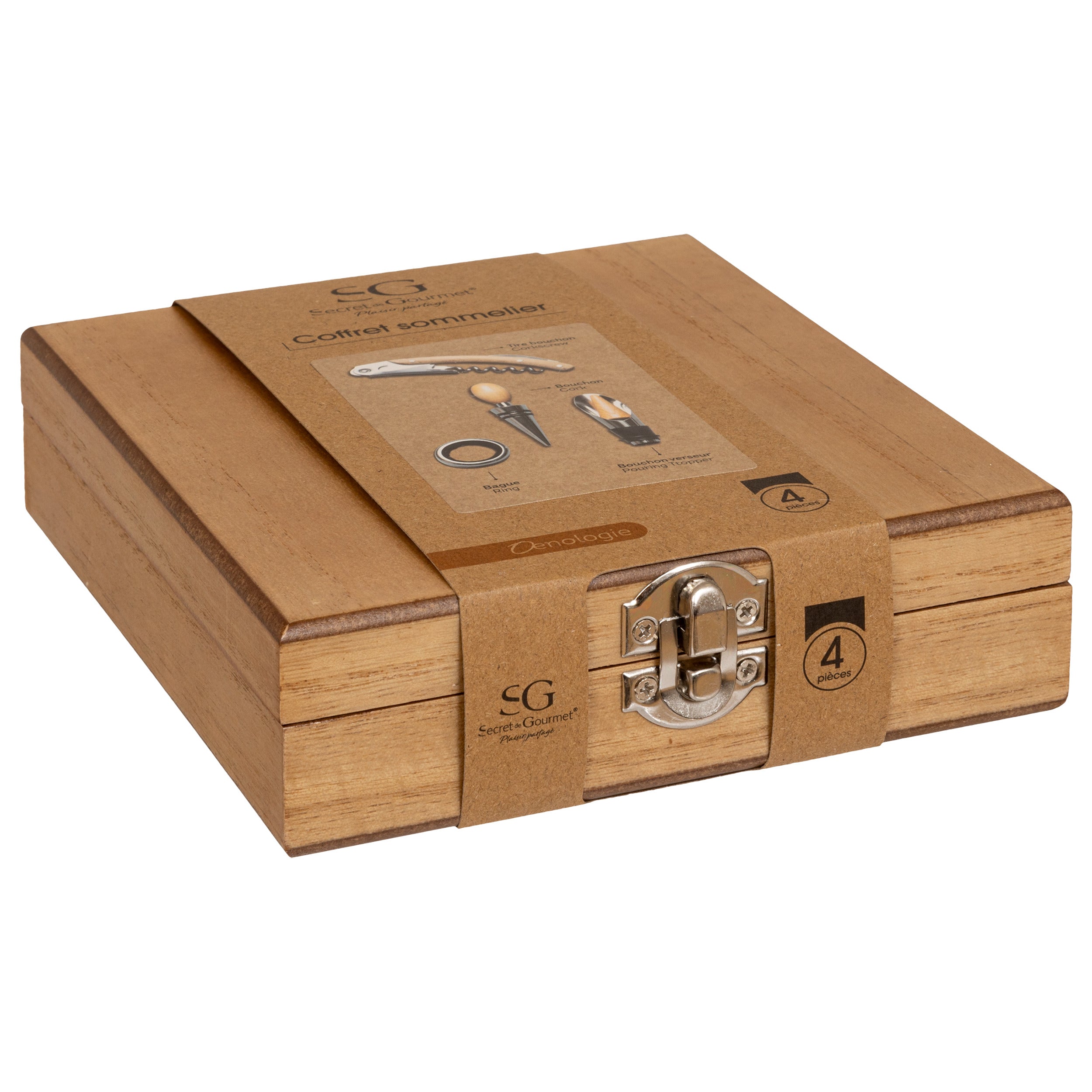 Set sommelier 4 piese lemn marc - Secret de Gourmet