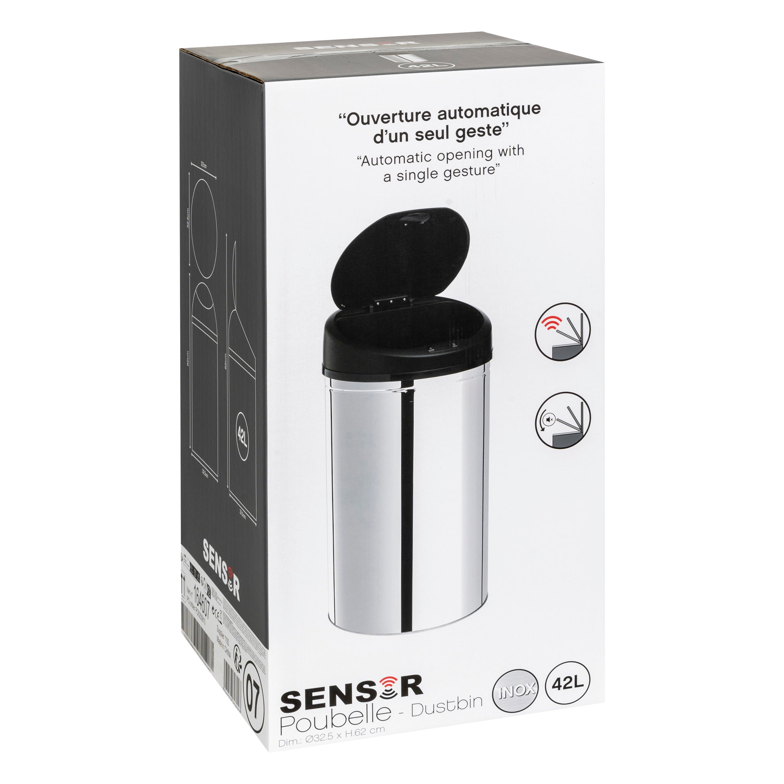 Cos gunoi metal 42 l senzor otel inoxidabil - Five