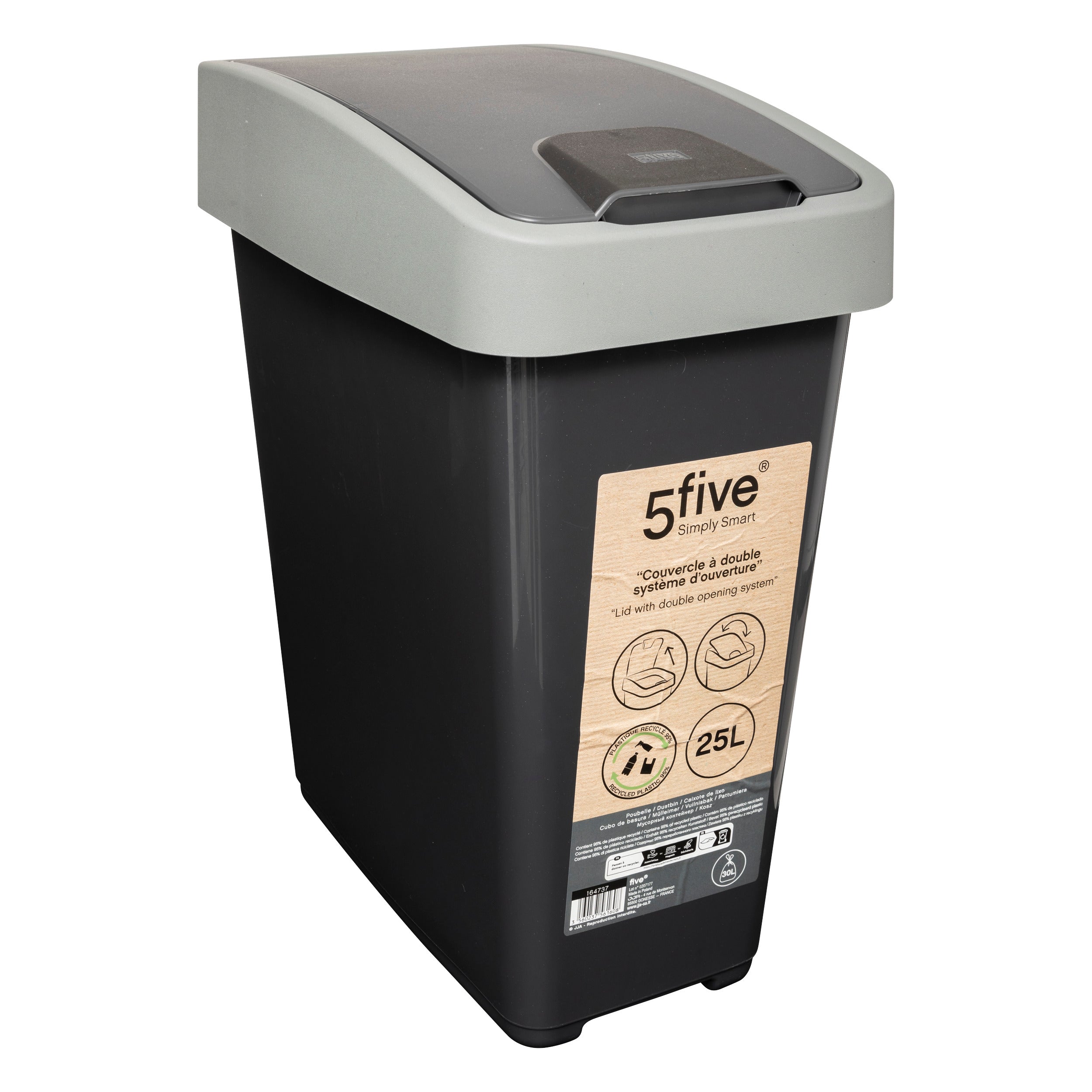 Cos gunoi 2deschideri plastic 25 l - Five