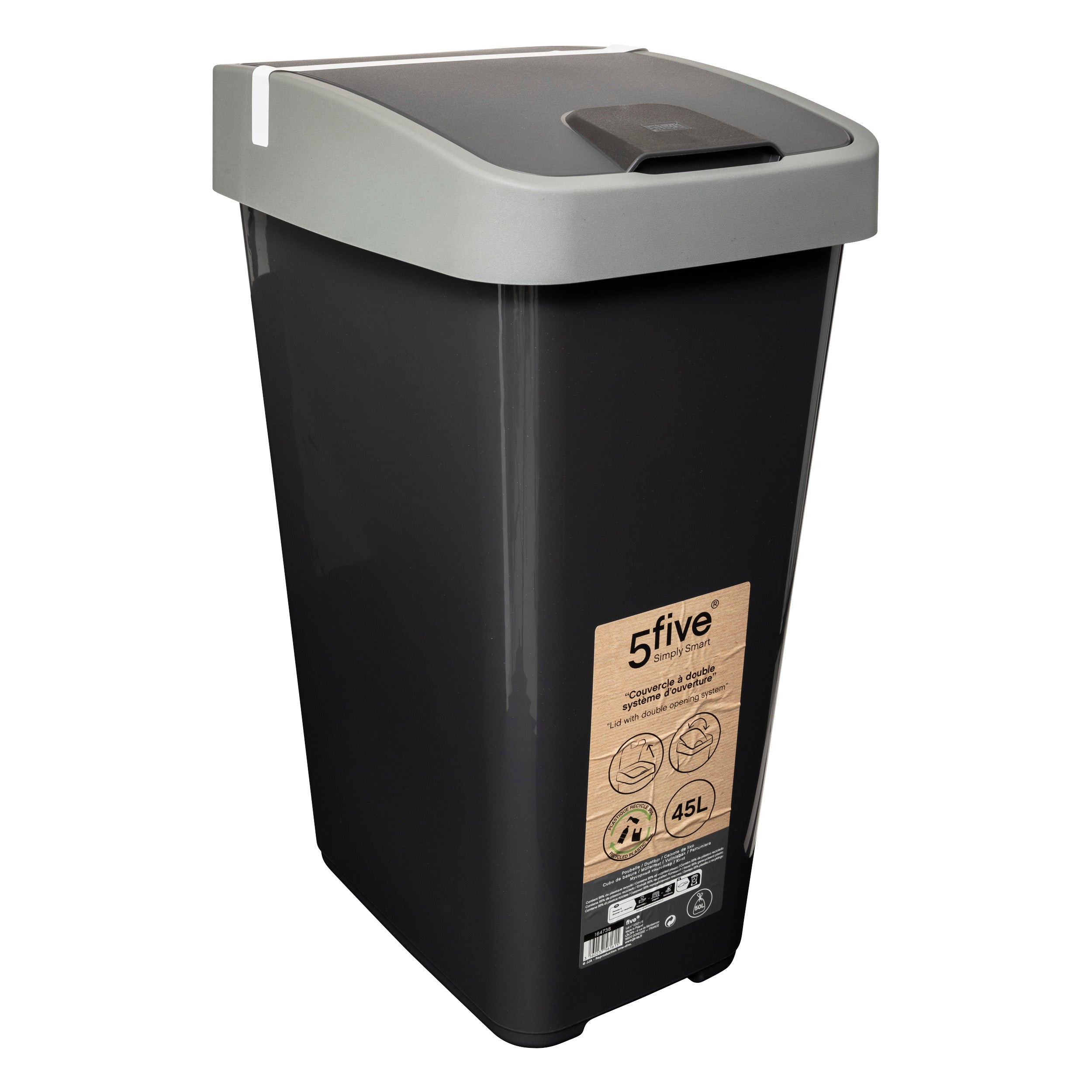 Cos gunoi 2deschideri plastic 45 l - Five