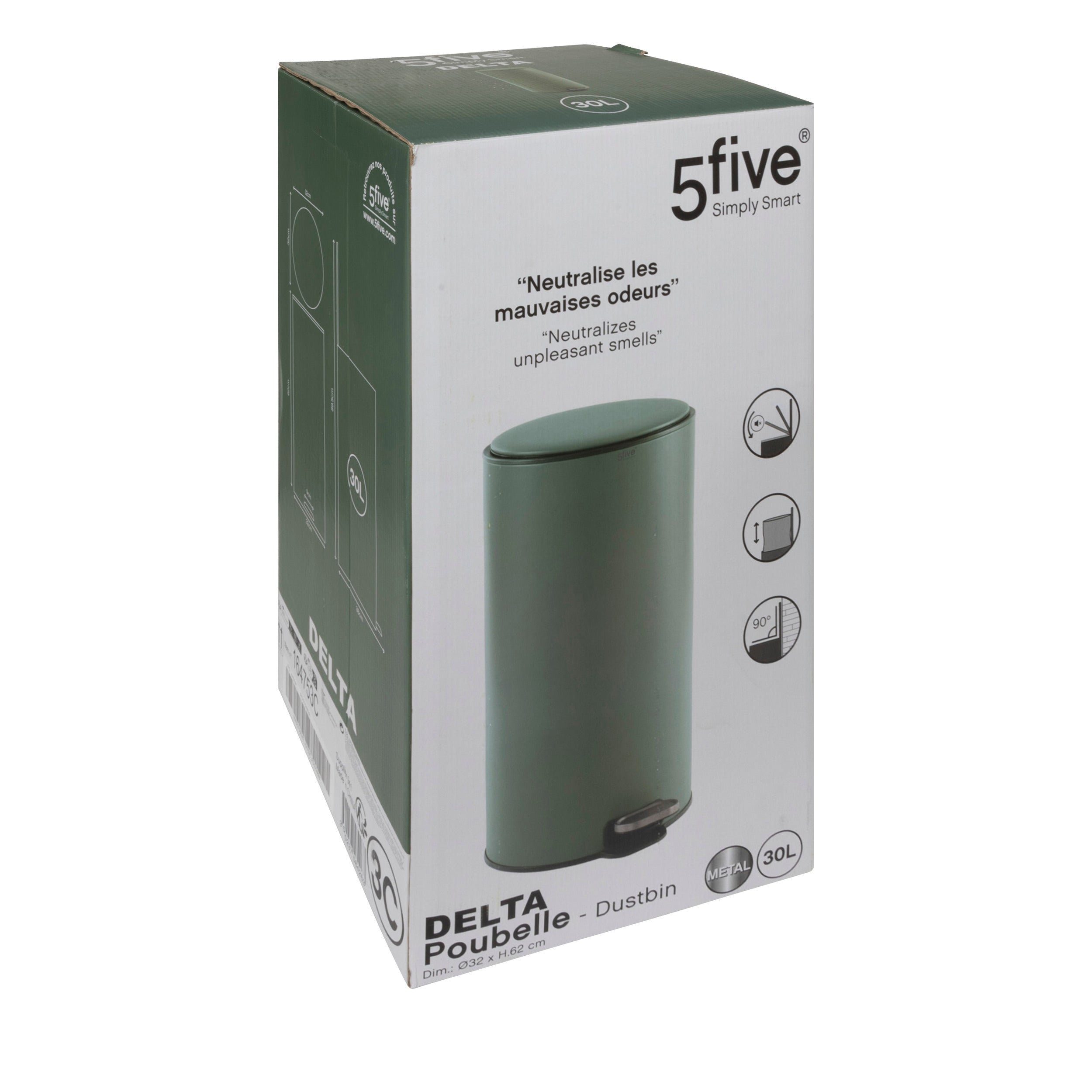 Cos gunoi metal 30 l verde delta - Five