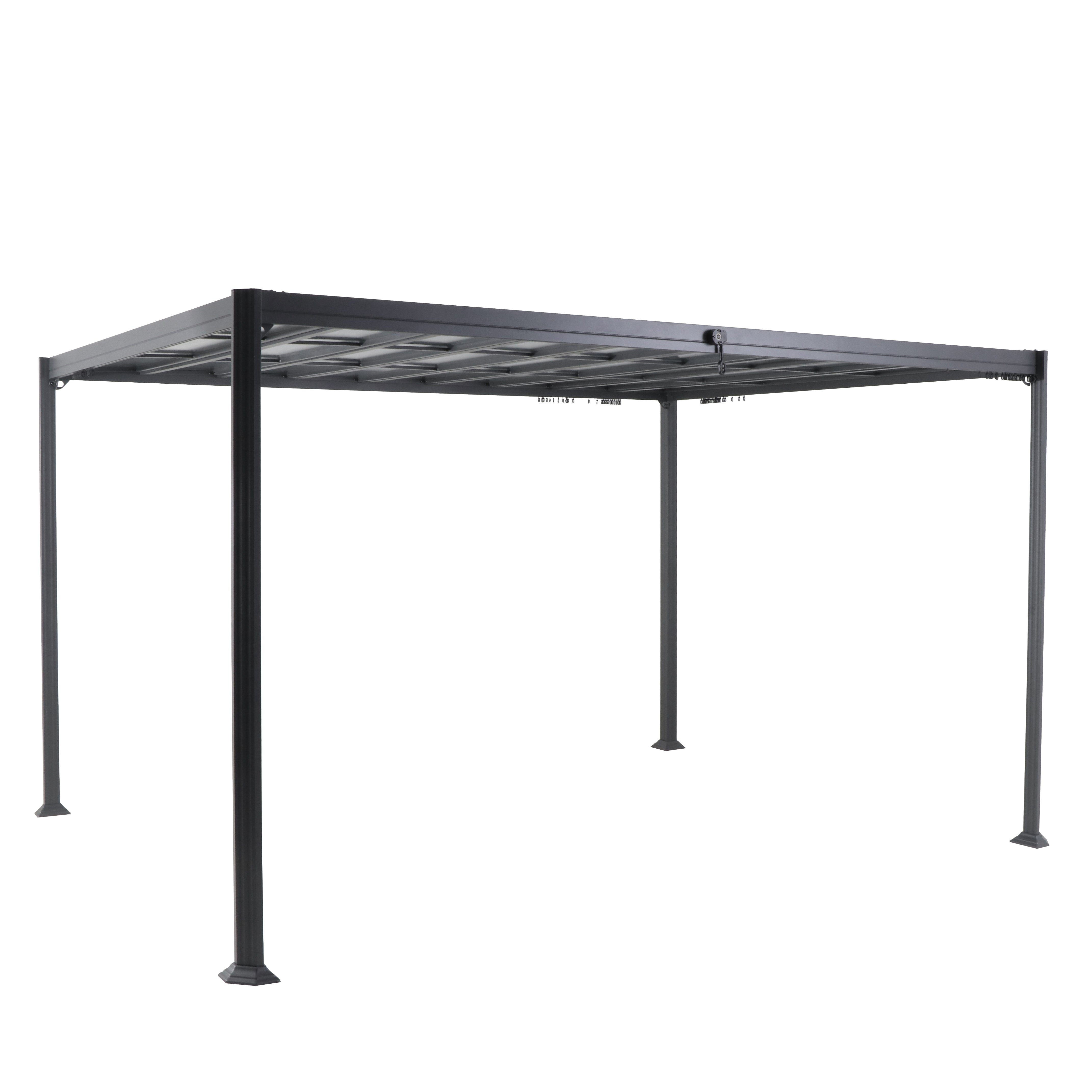 Pergola independenta din aluminiu cu acoperis din policarbonat, Hesperide Belize graphite, 3 x 3,8 m