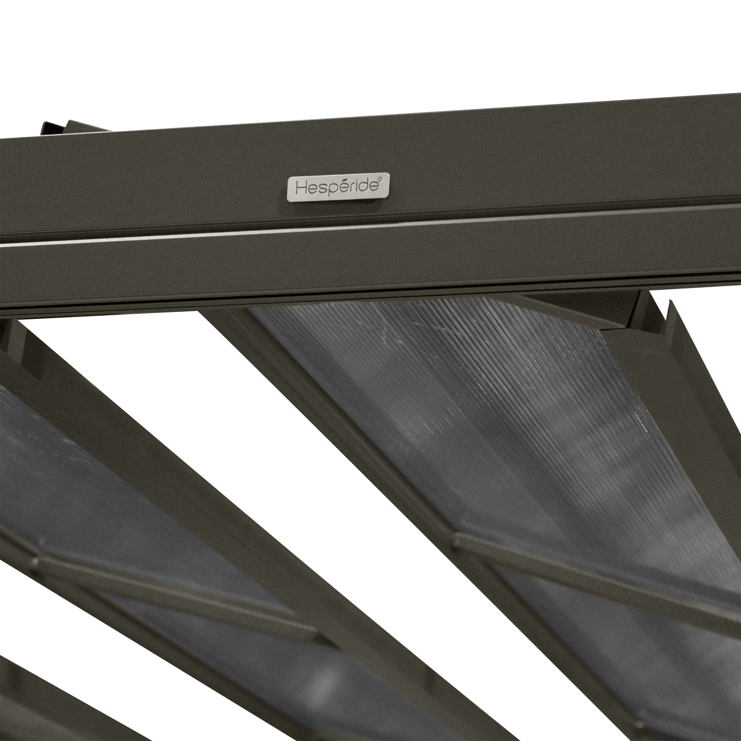 Pergola independenta din aluminiu cu acoperis din policarbonat, Hesperide Belize graphite, 3 x 3,8 m