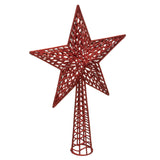 Varf de brad stea cu sclipici, rosu, 38 cm | Atmosphera