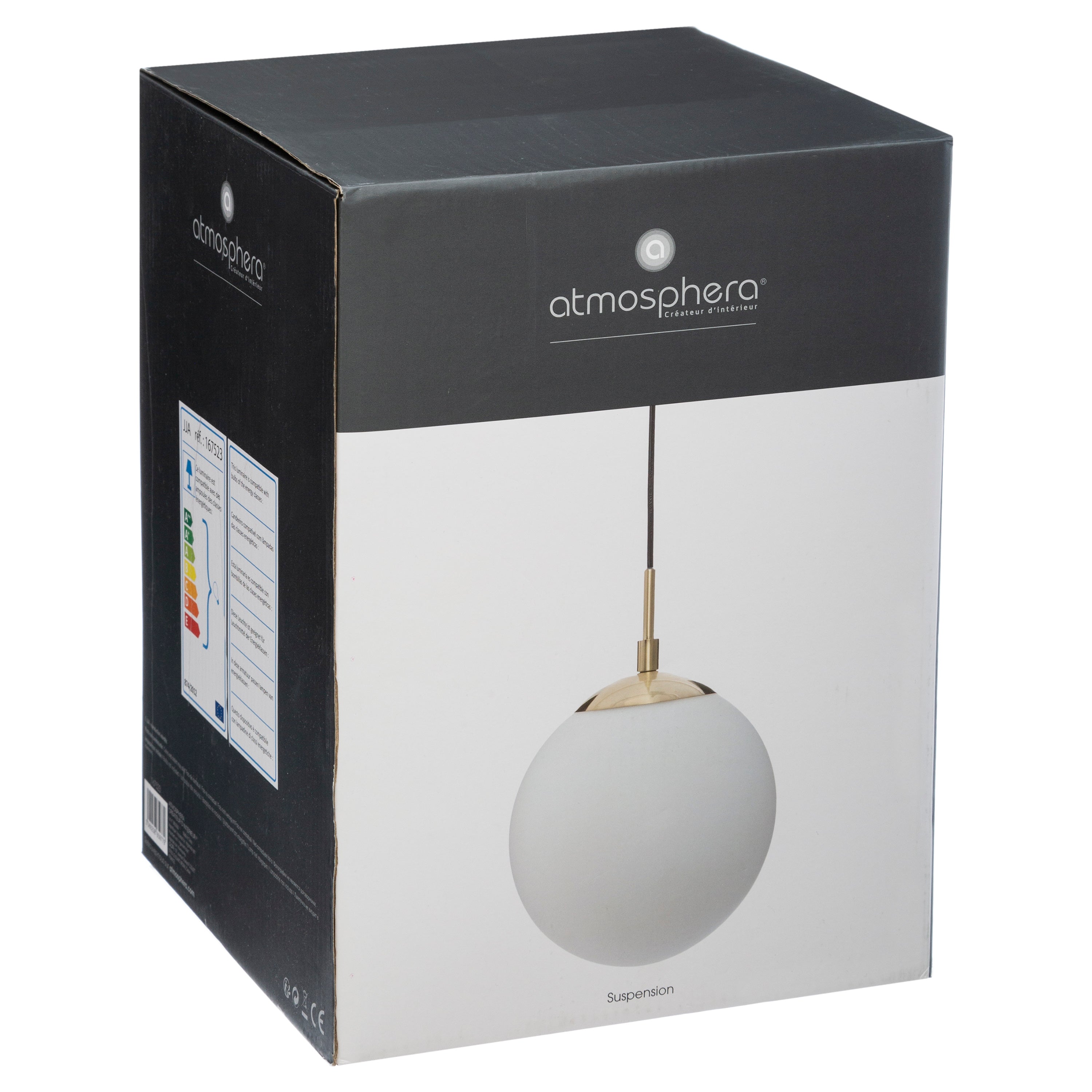 Corp de iluminat, lampa suspendata dris glob sticla alb D20 cm - Atmosphera