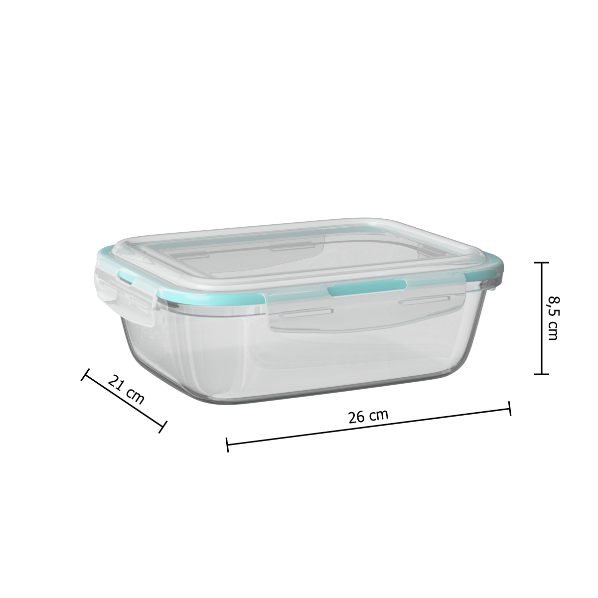 Cutie dreptunghiular sticla 2,26 l clipeat - Five