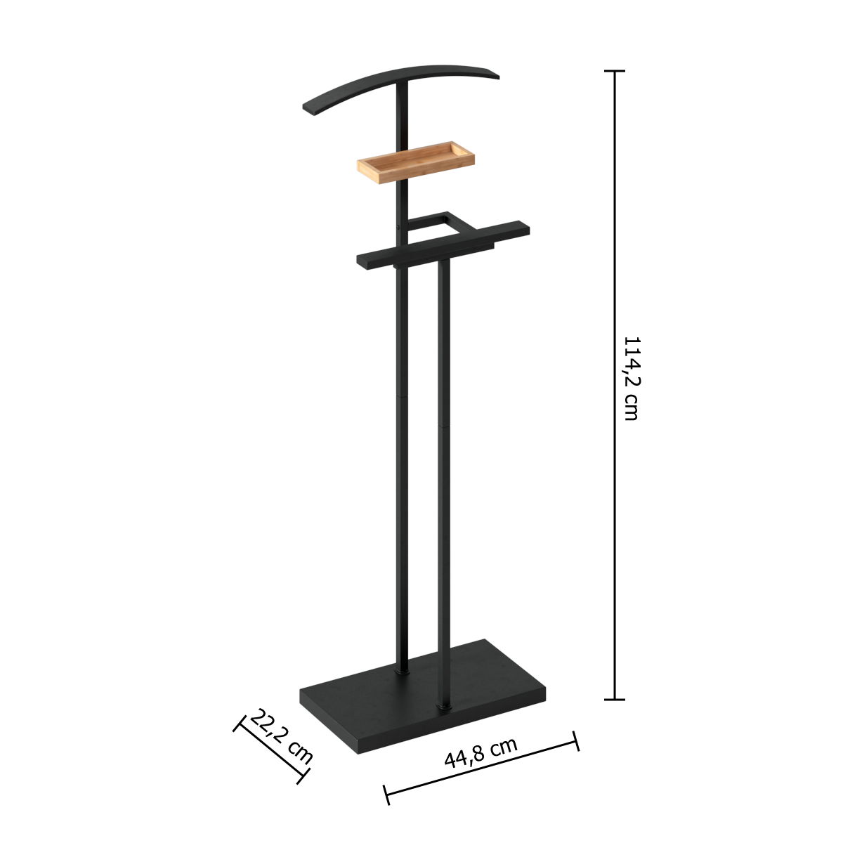 Organizator casa, valet metal negru-bambus - Five