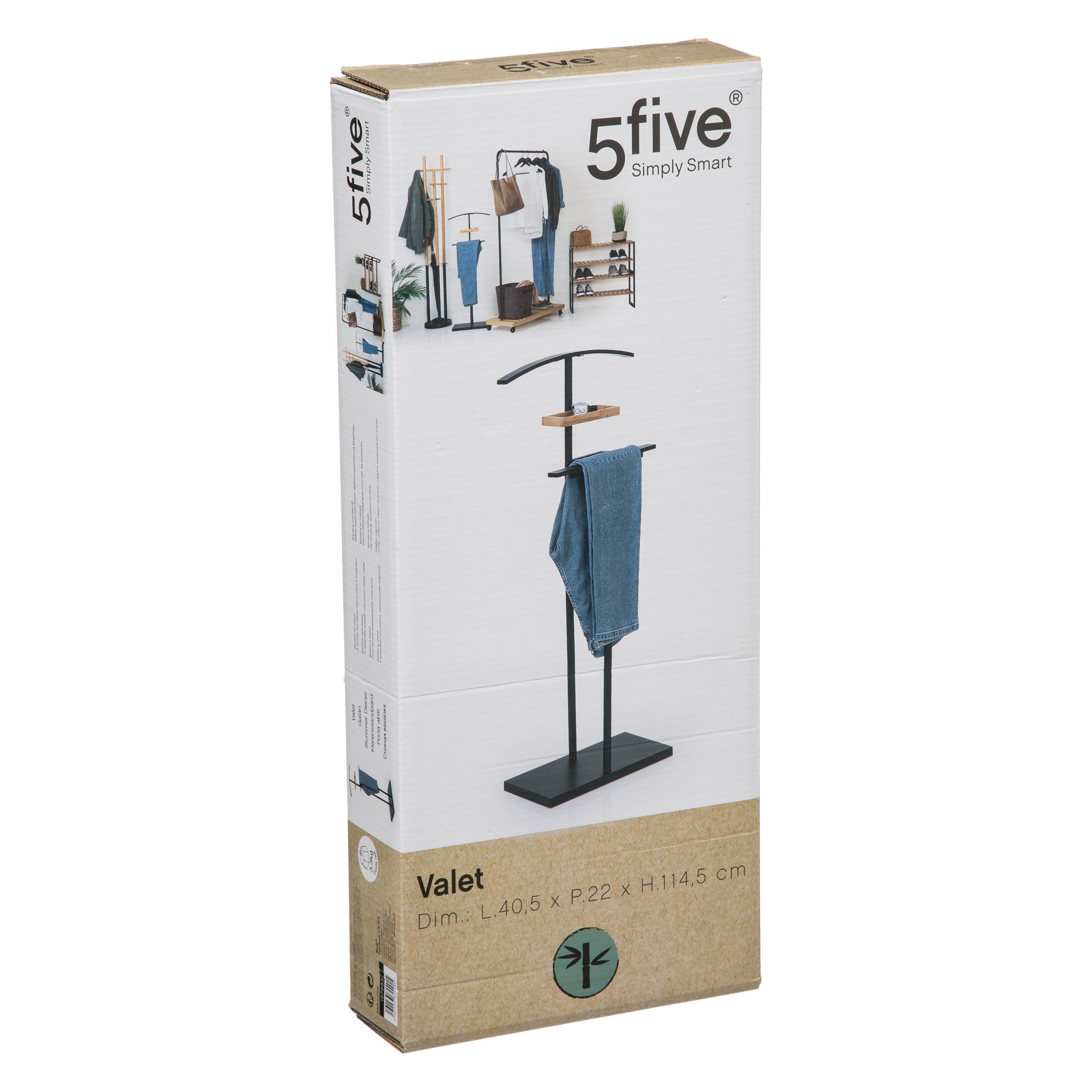 Organizator casa, valet metal negru-bambus - Five