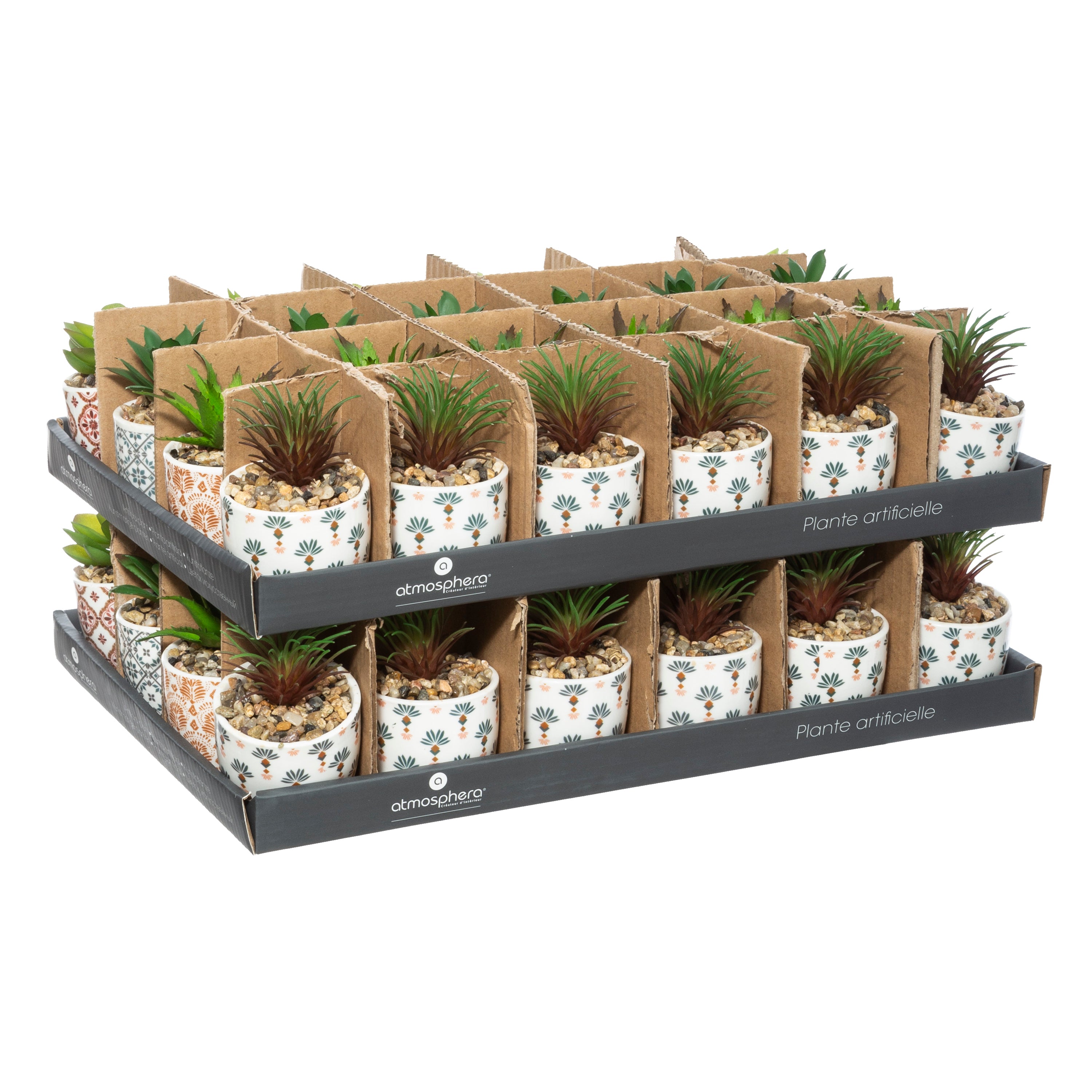 Floare decorativa, planta cu ghiveci ceramica imprimat D5,5 cm - Atmosphera
