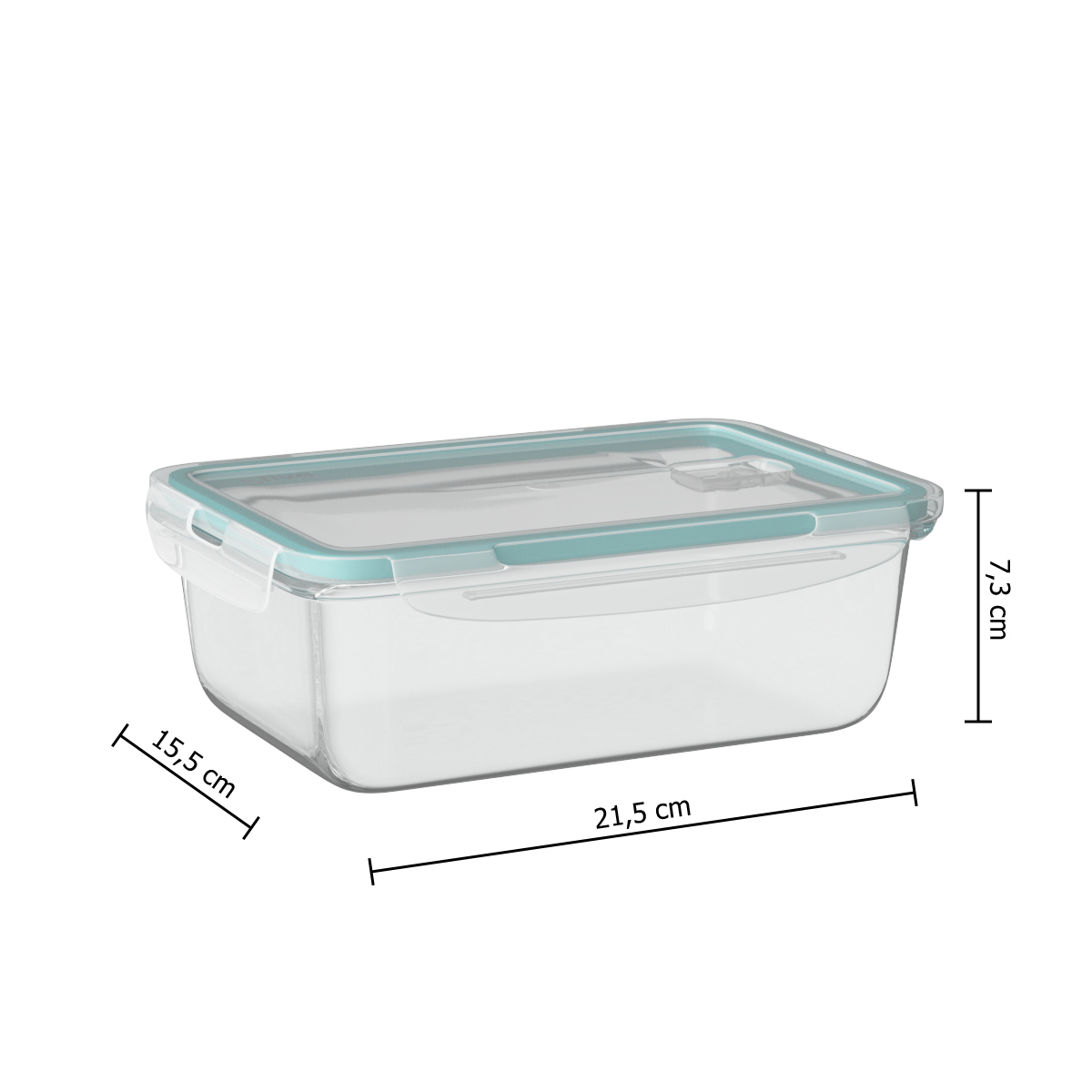 Cutie dreptunghiular sticla 1,18 l clipeat - Five