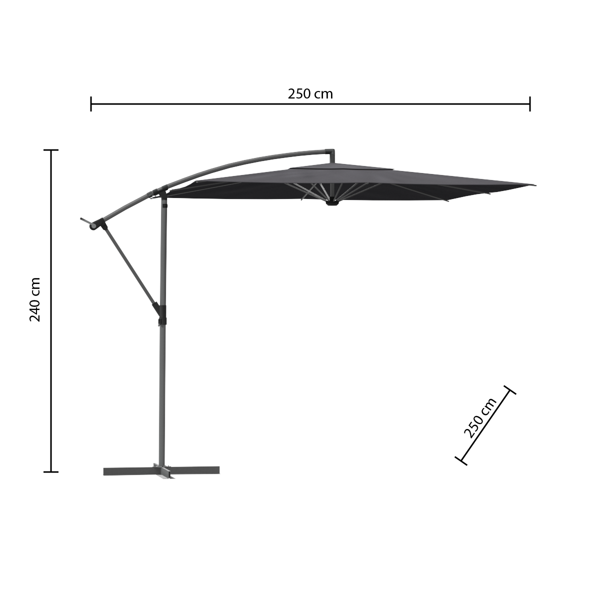 Umbrela de soare Manoa Square Cantilever, Ardezie - Hesperide