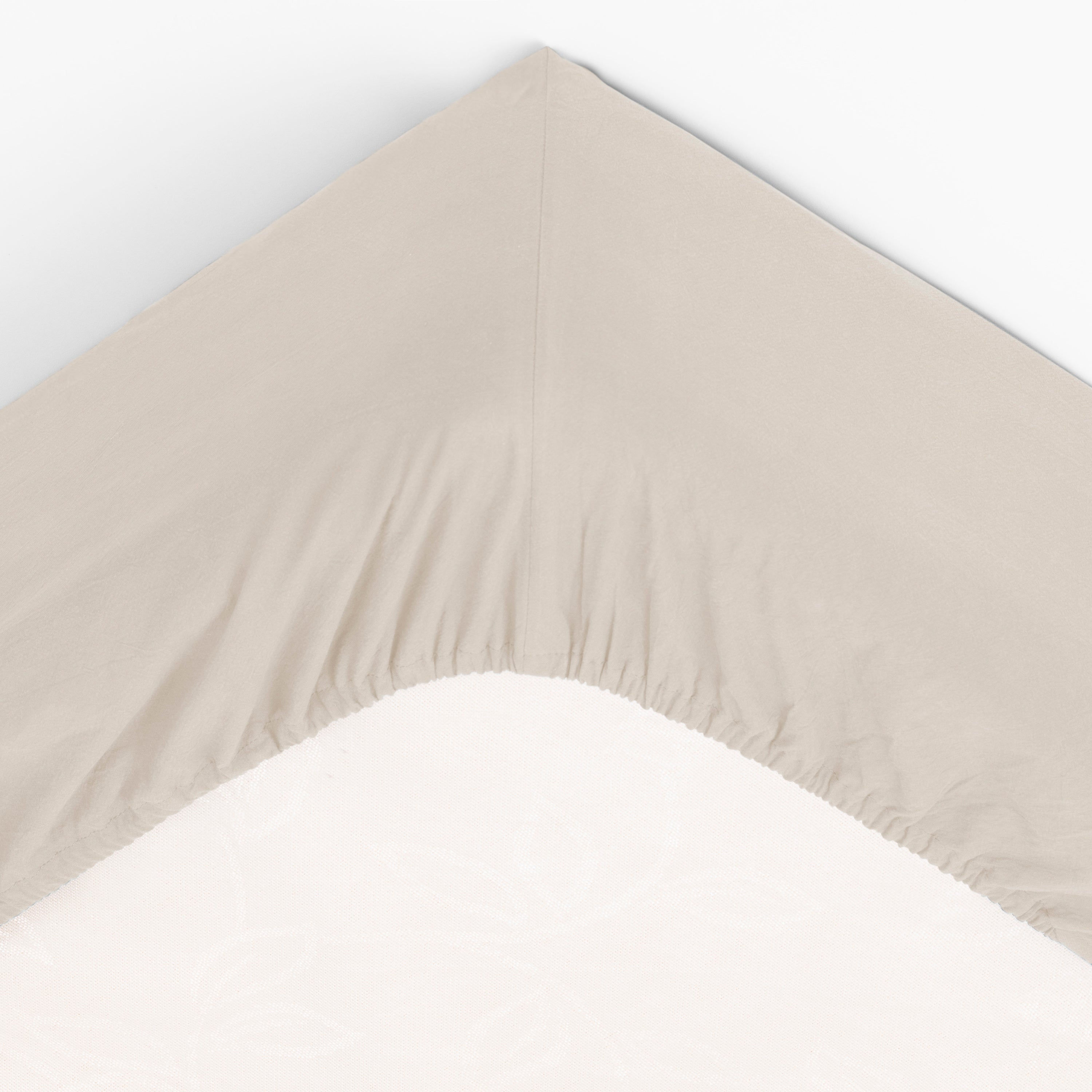 Cearsaf de pat cu elastic din bumbac spalat - Alb-ivoriu, 160x200 cm - Atmosphera