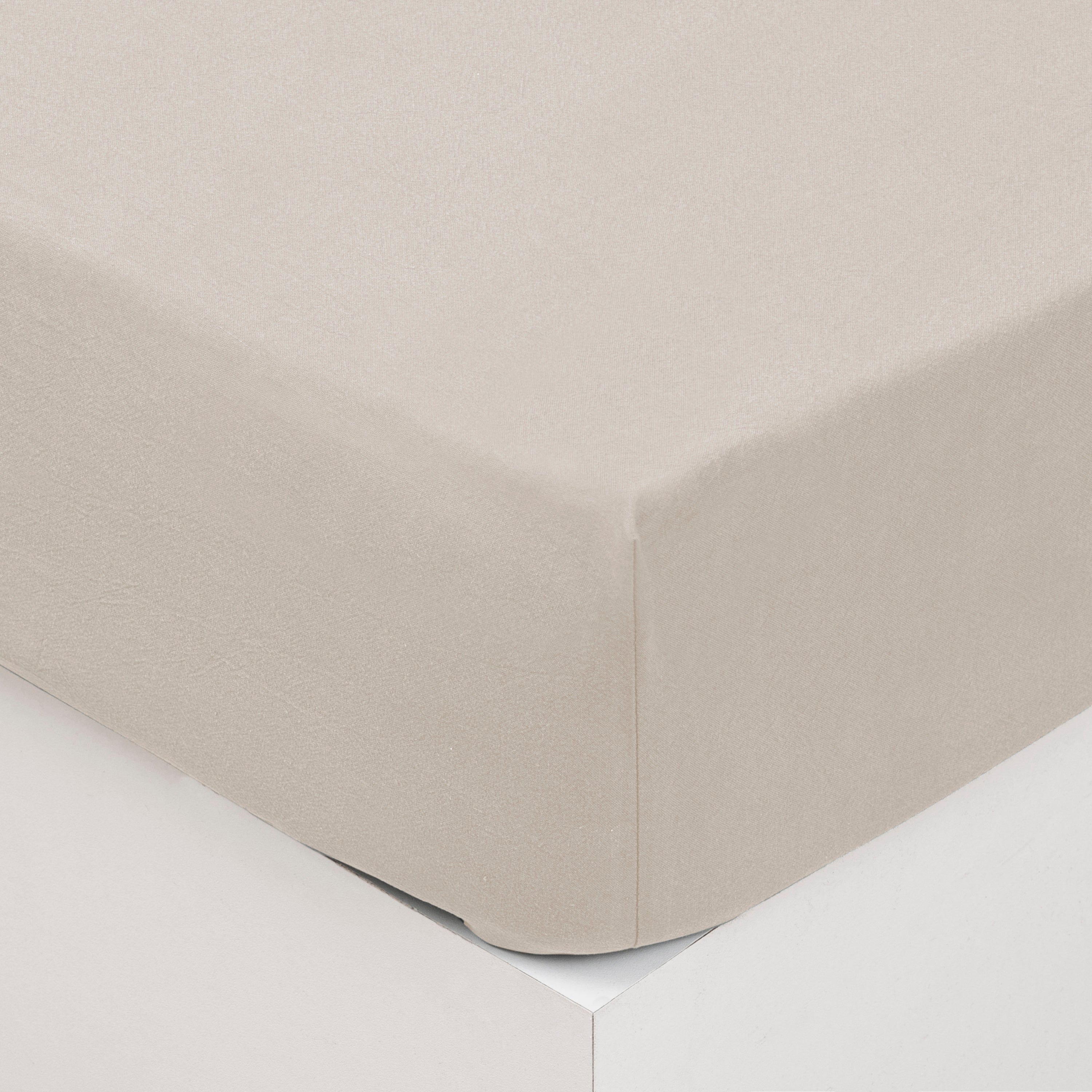 Cearsaf de pat cu elastic din bumbac spalat - Alb-ivoriu, 160x200 cm - Atmosphera