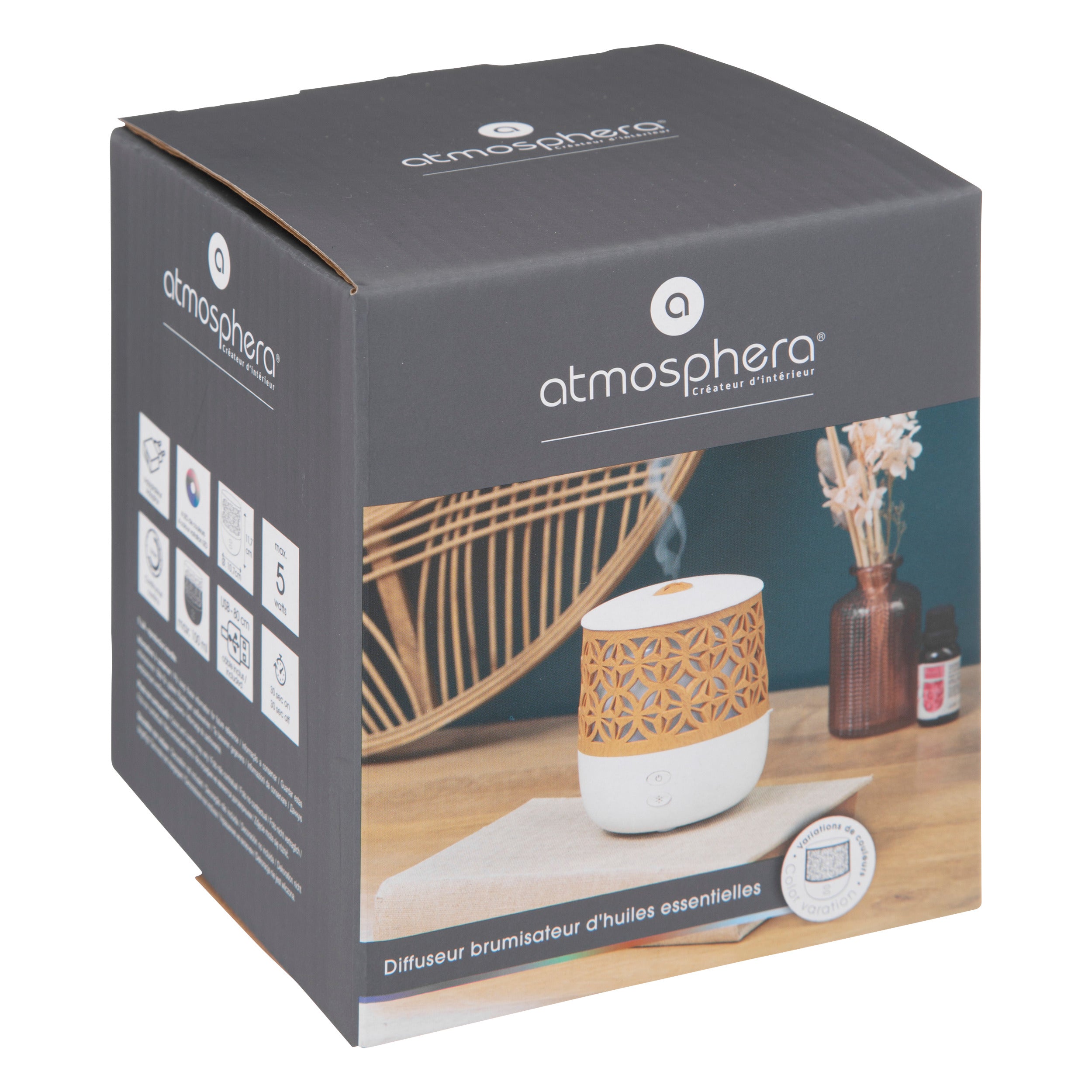 Difuzor de uleiuri esentiale - Alb si 100 ml - Atmosphera