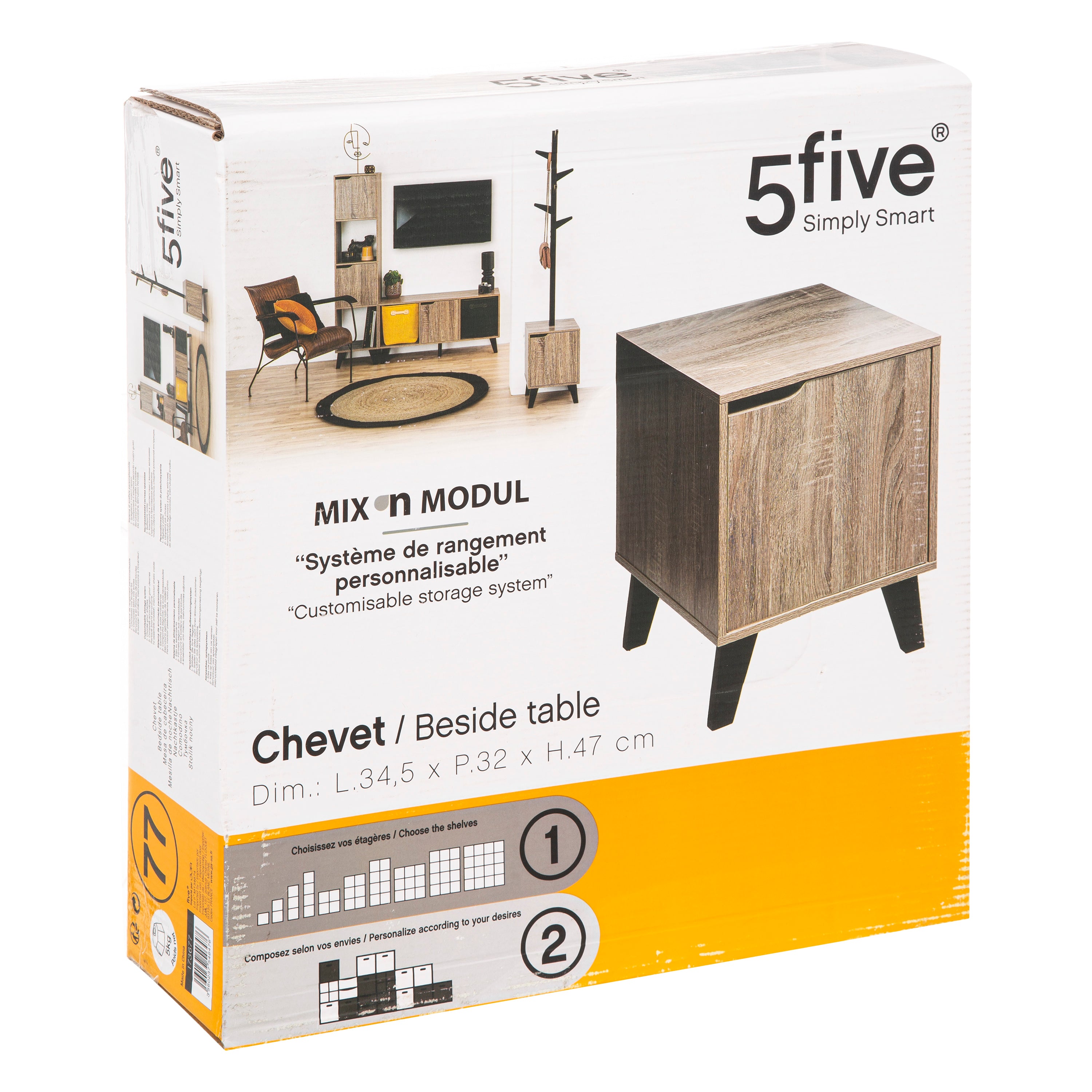 Polita 1 compartiment stejar mix n feet - Five