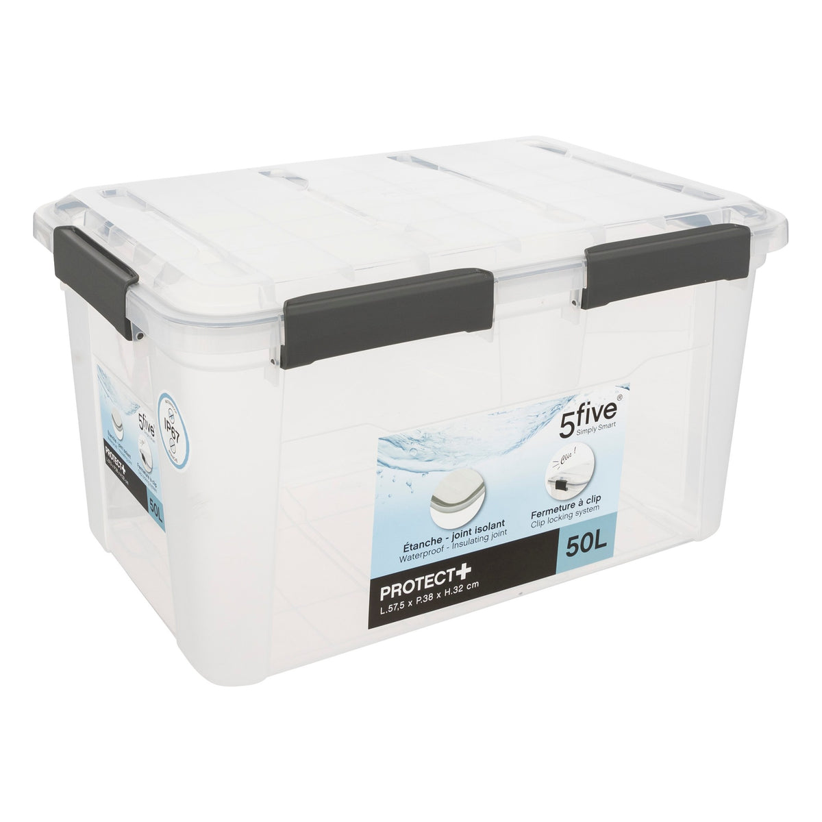 Cutie depozitare plastic cu capac, 50 l