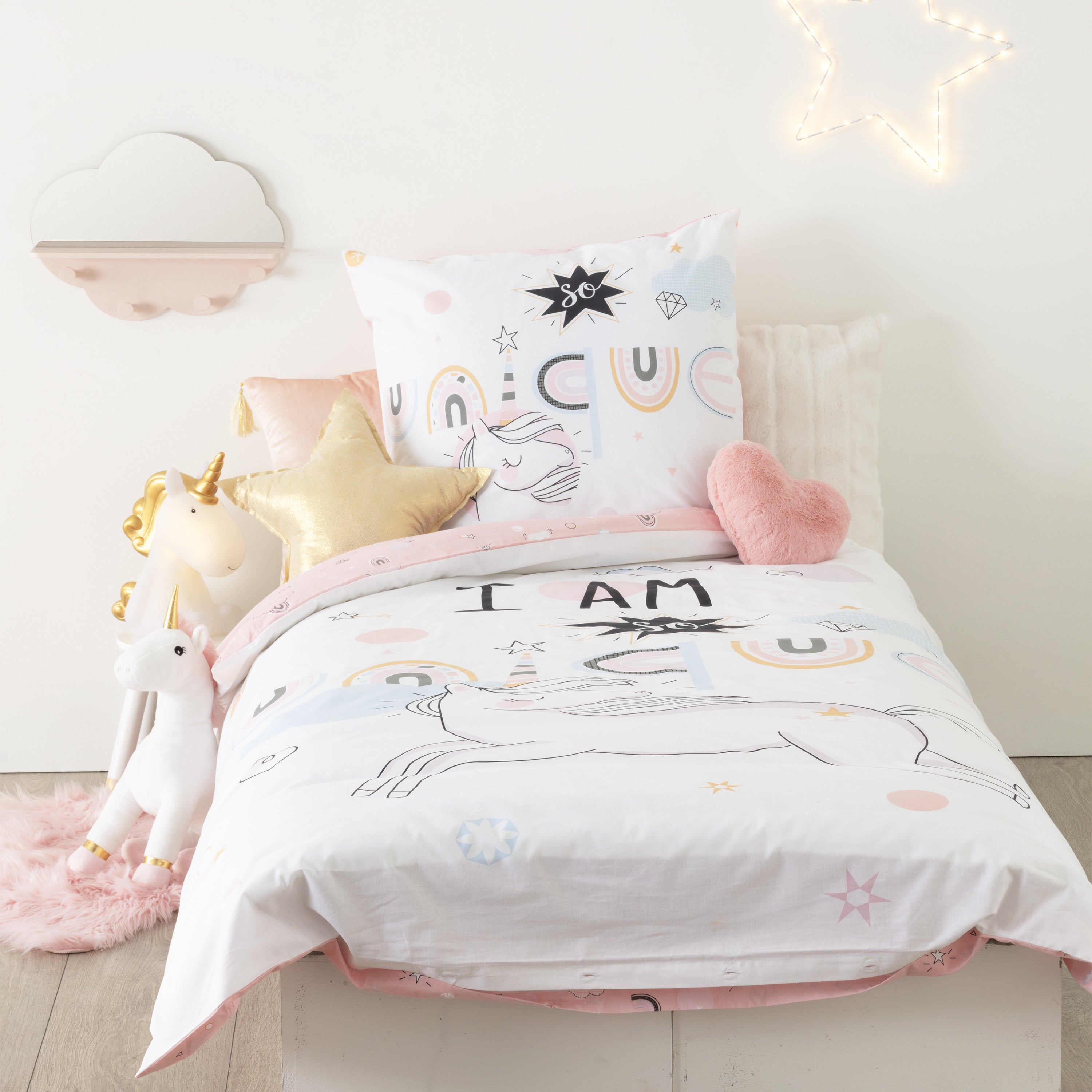 Decoratiune copii, lenjerie pat 140 x 200 cm unicorn - Atmosphera For Kids