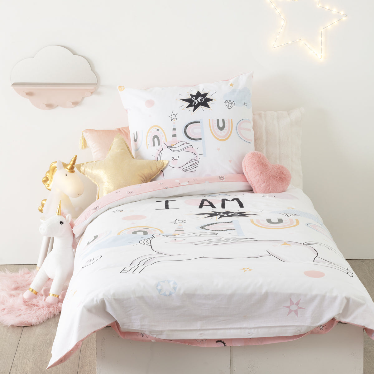 Decoratiune copii, lenjerie pat 140 x 200 cm unicorn - Atmosphera For Kids