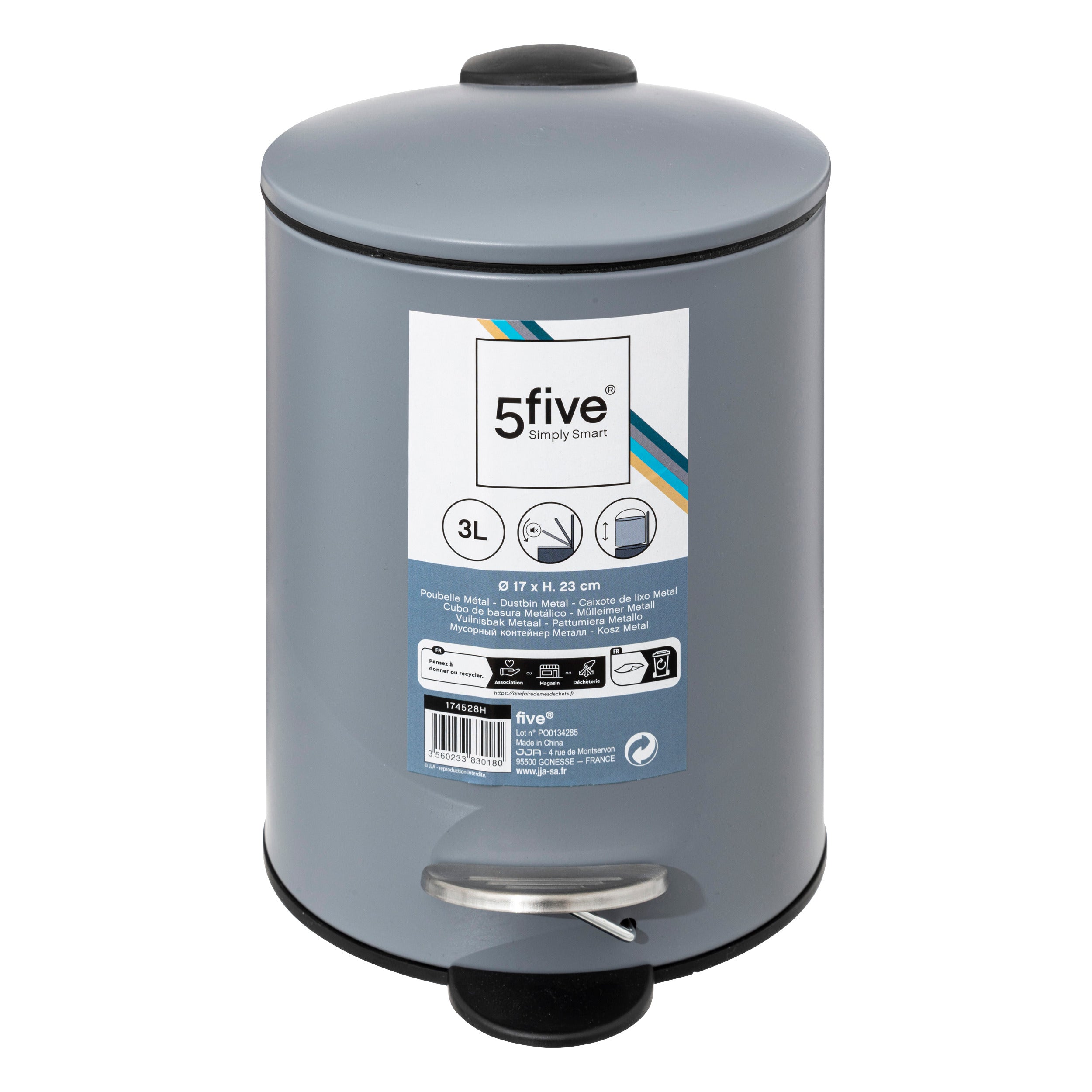 Cos gunoi 3 l inchidere moale beton color - Five