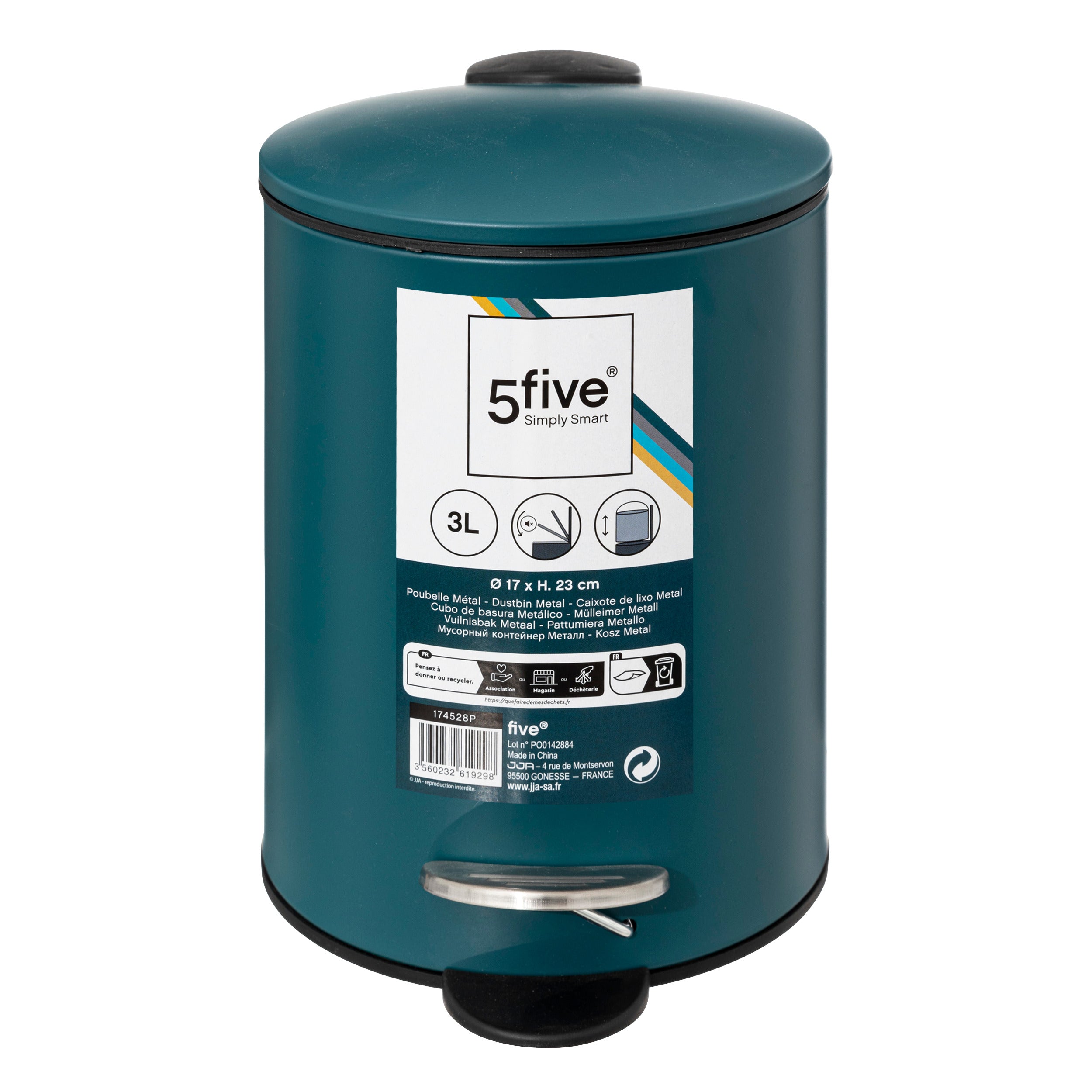 Cos gunoi softcl 3 l culoare petrol - Five