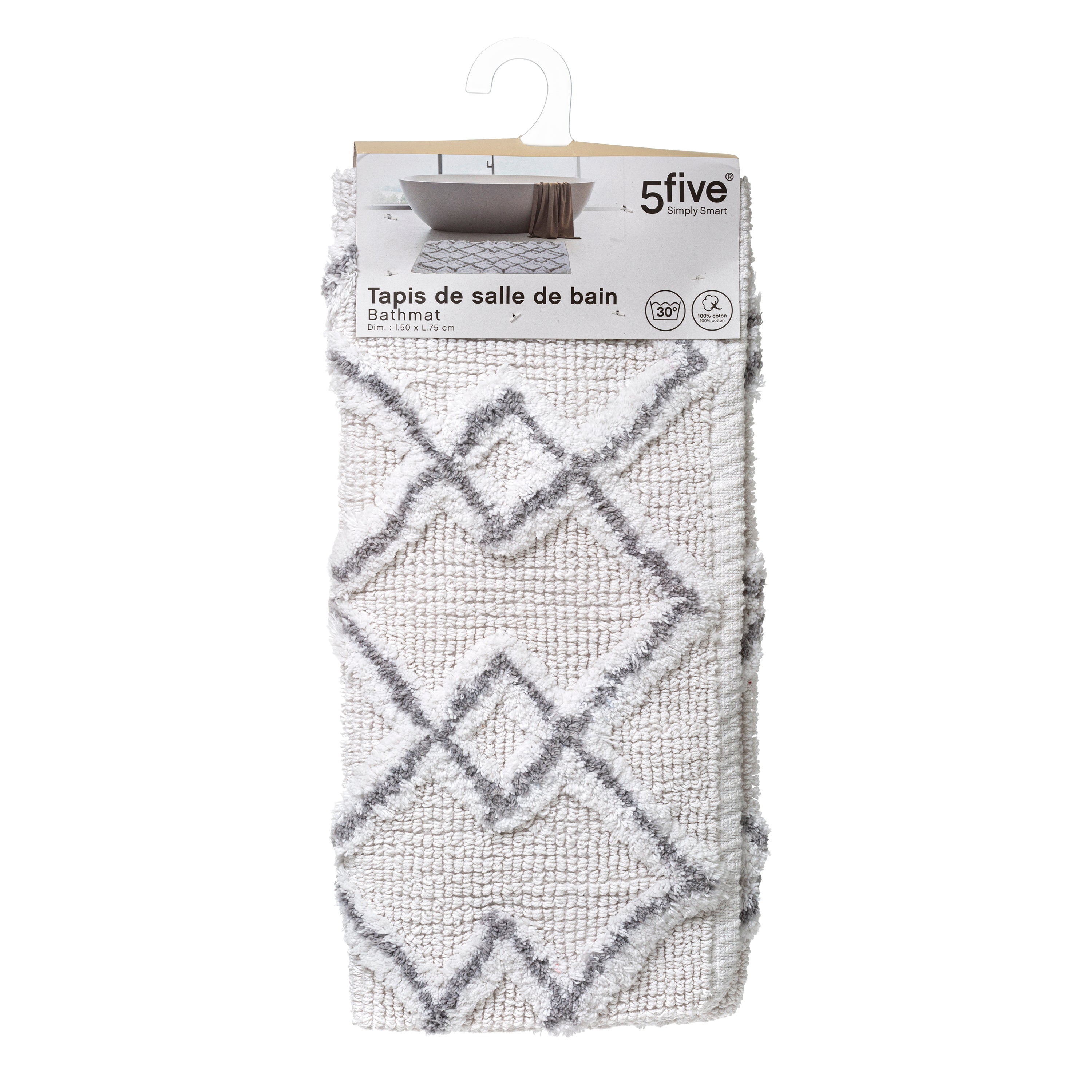 Covoras baie bumbac ethnic 50 x 75 cm gri - Five
