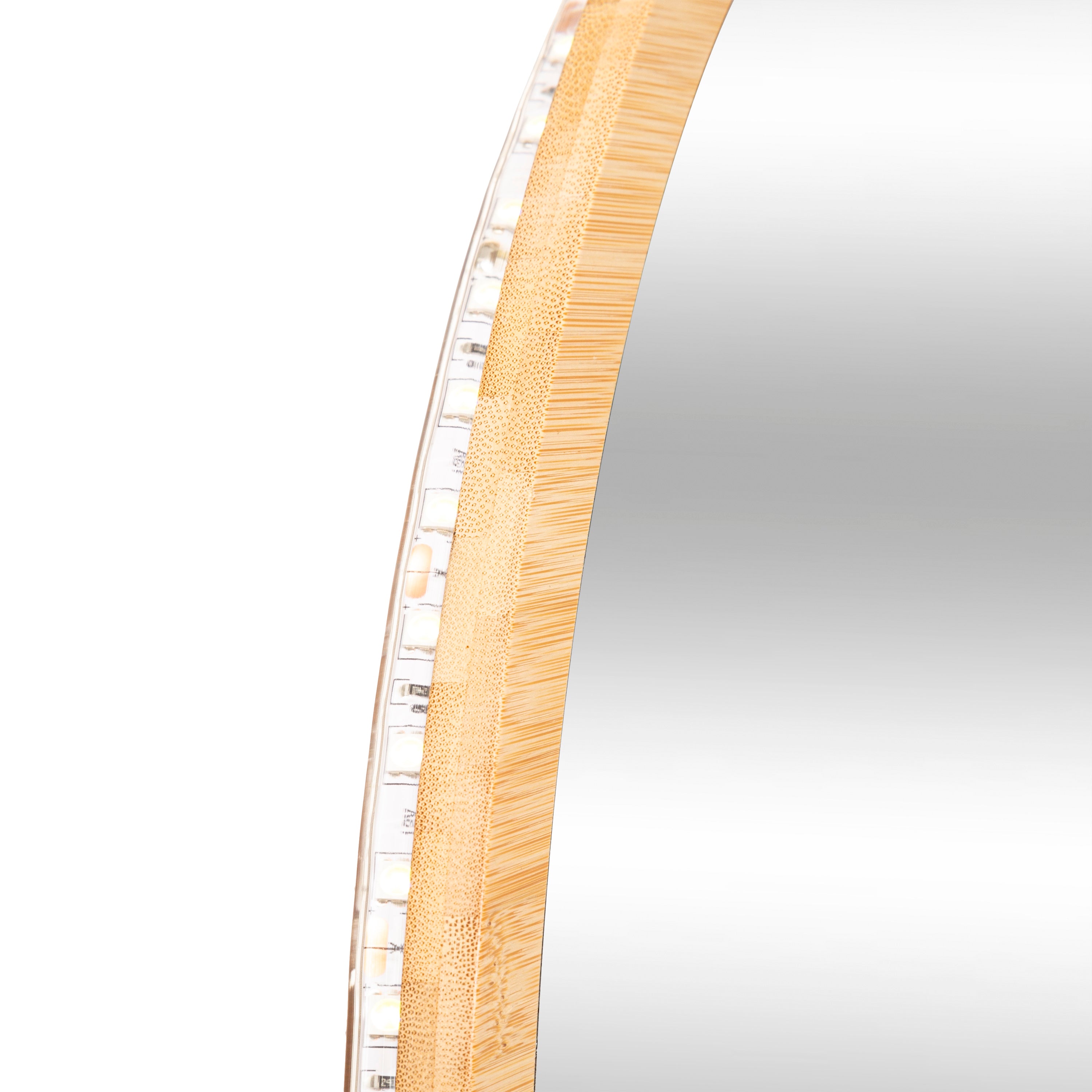 Oglinda rotunda perete bambus LED - Five