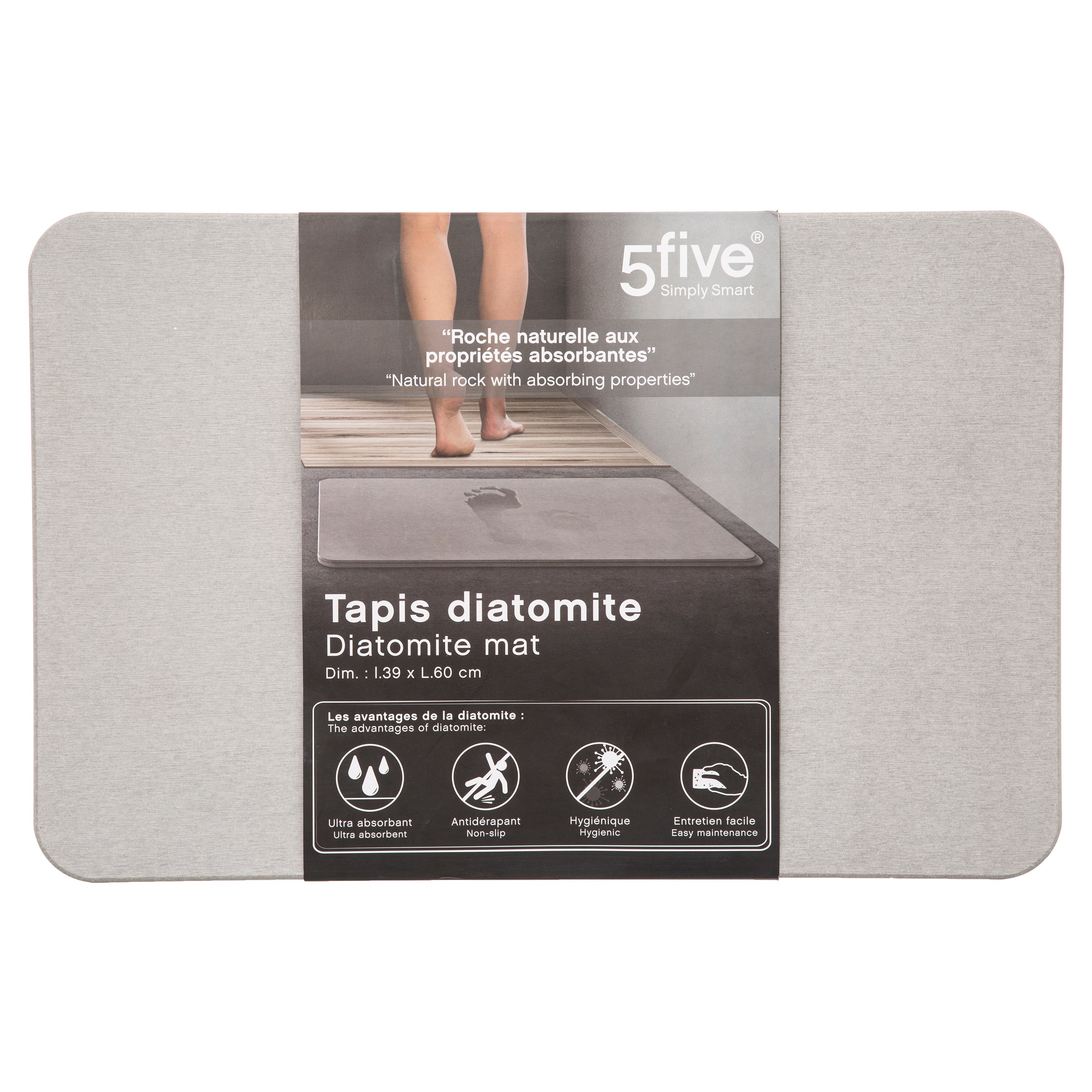 Covor diatomit 39 x 60 cm gri - Five