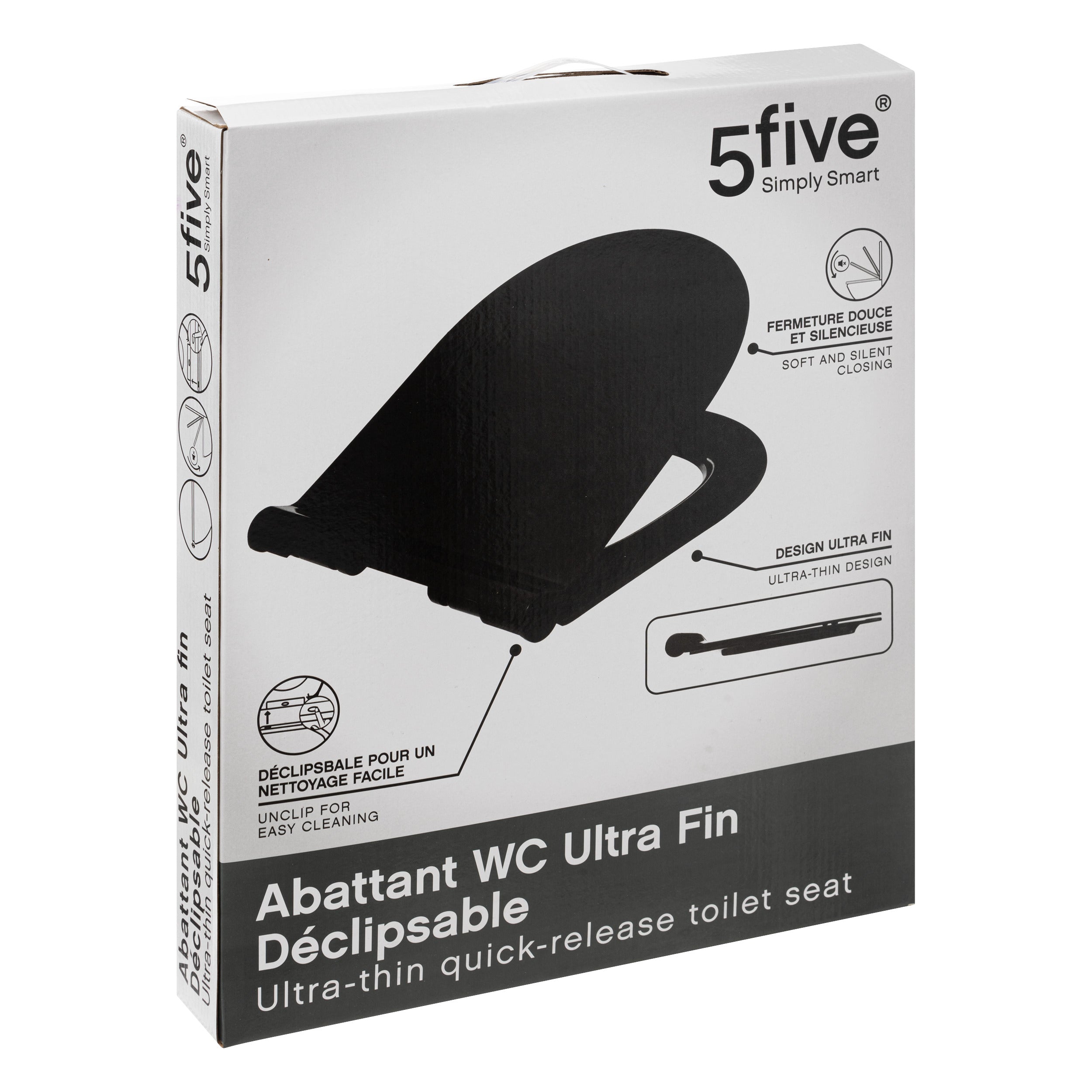 Capac wc subtire softcl negru - Five