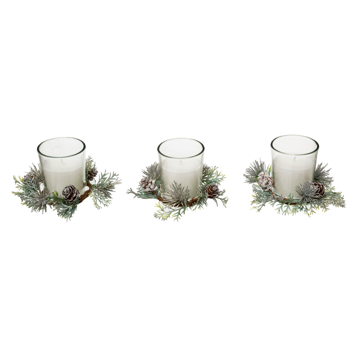 Set 3 lumanari cu frunze, albe, 180 g | Atmosphera