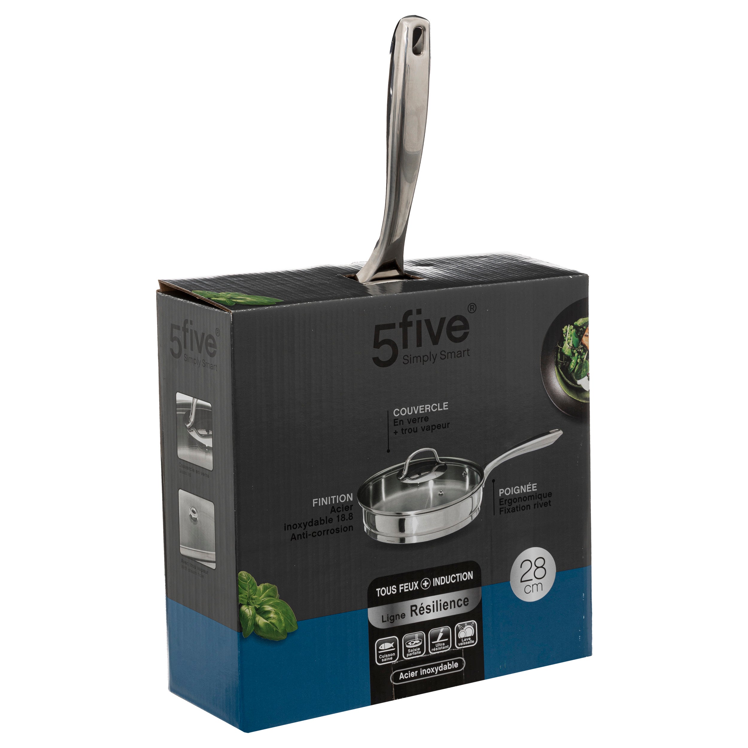Tigaie resilience 28 cm otel inoxidabil cu capac - Five
