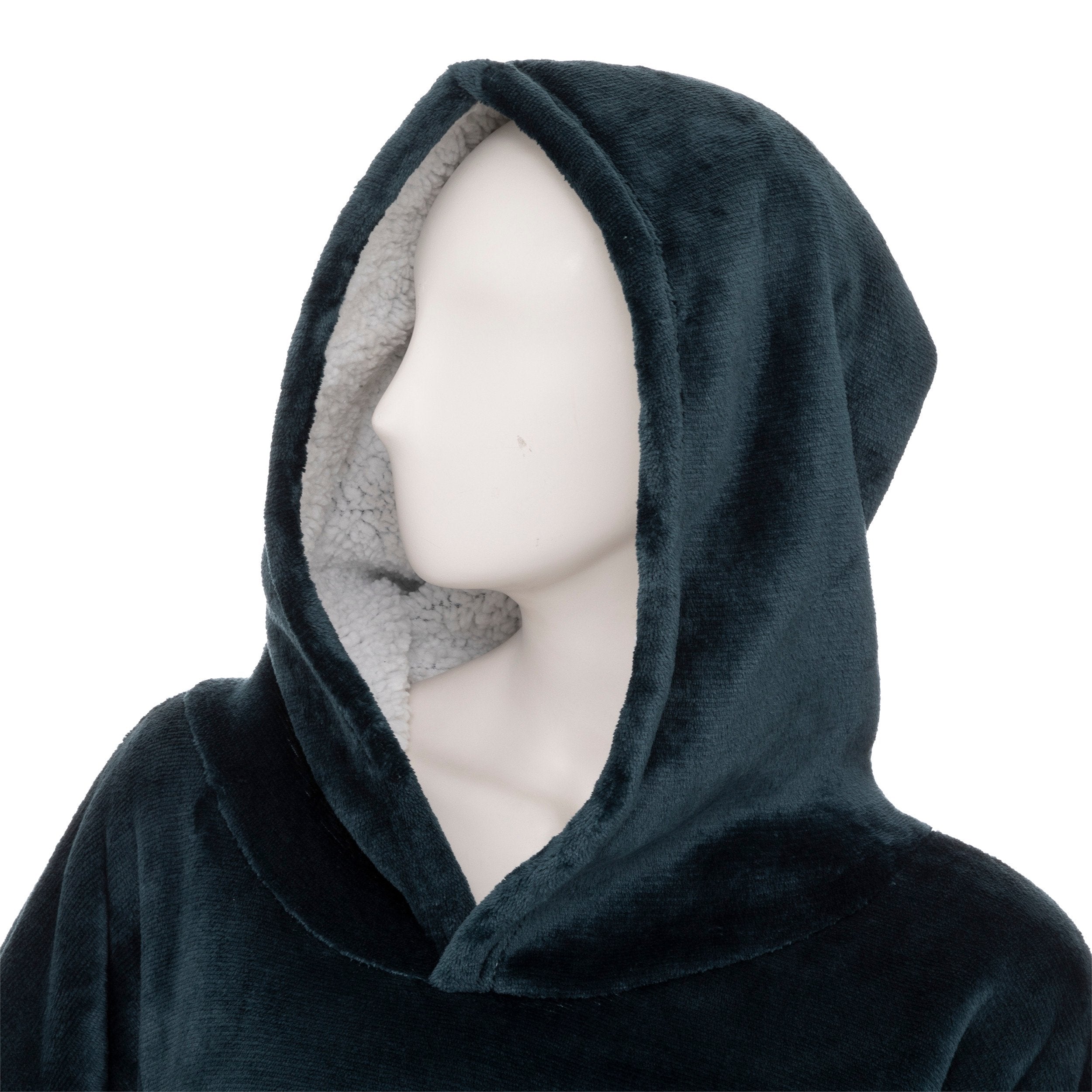 Patura cu gluga marime L XL flanel albastru egeean Atmosphera