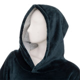 Patura cu gluga marime L XL flanel albastru egeean Atmosphera